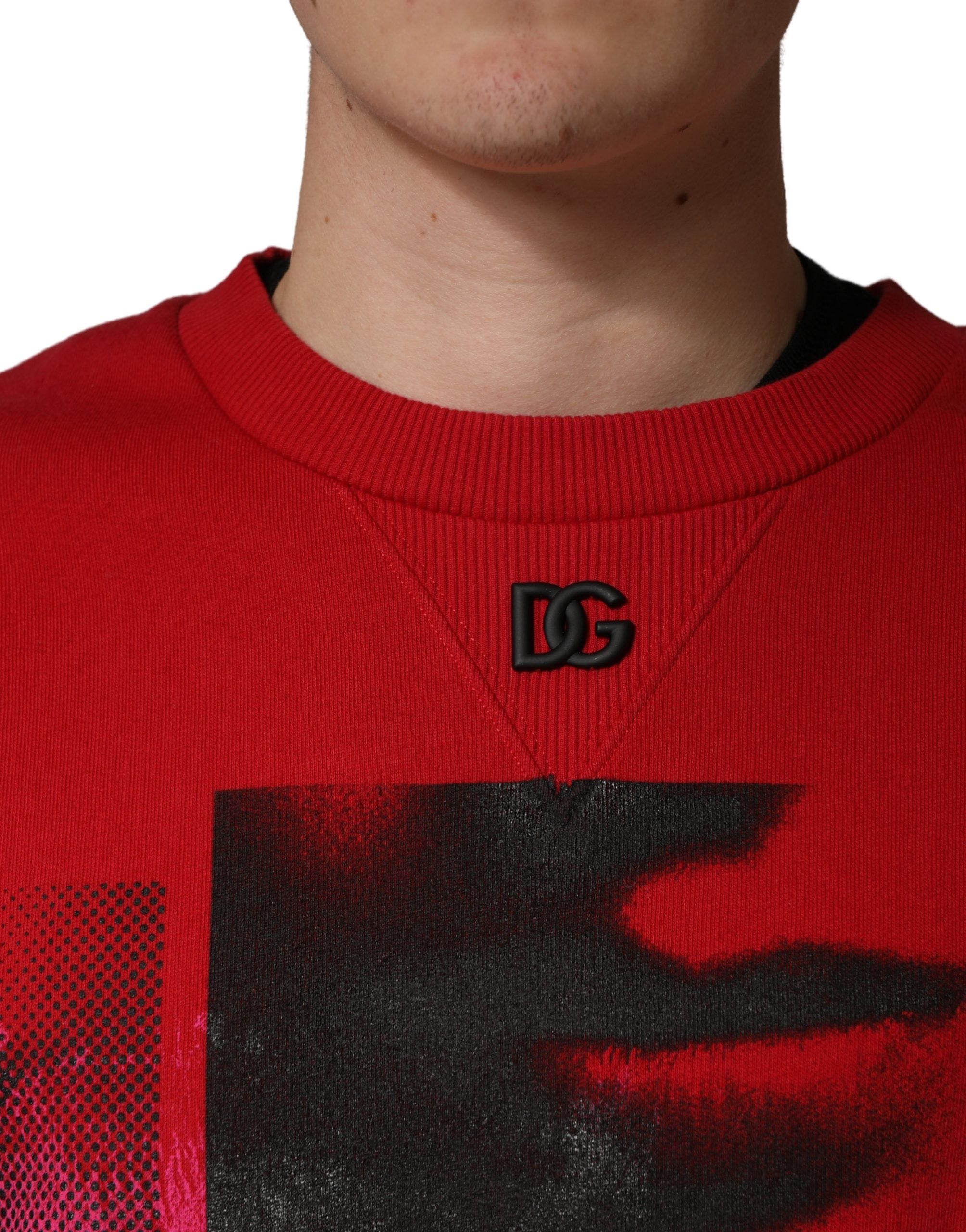 Dolce & Gabbana Herren-Sweatshirt mit rotem Grafikprint und Rundhalsausschnitt
