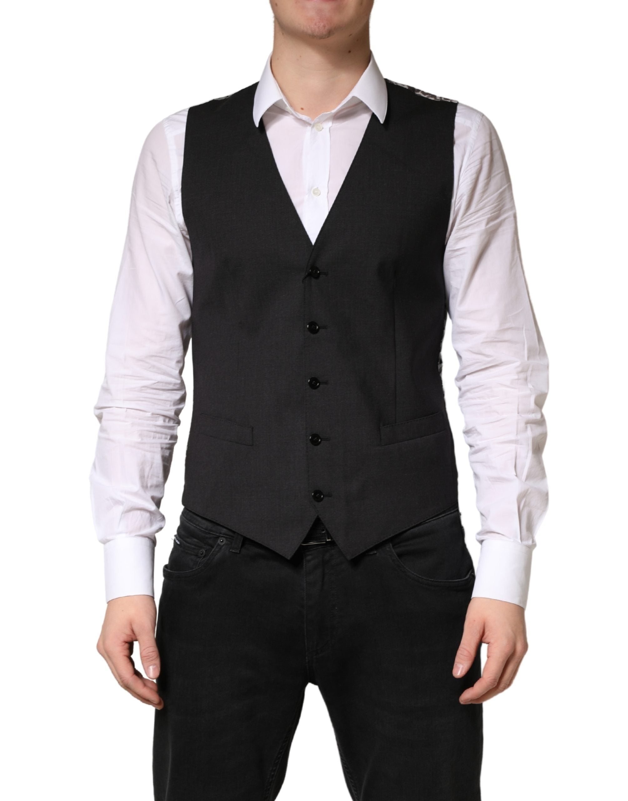Dolce & Gabbana Schwarze Wollweste für Herren – Formeller Schnitt