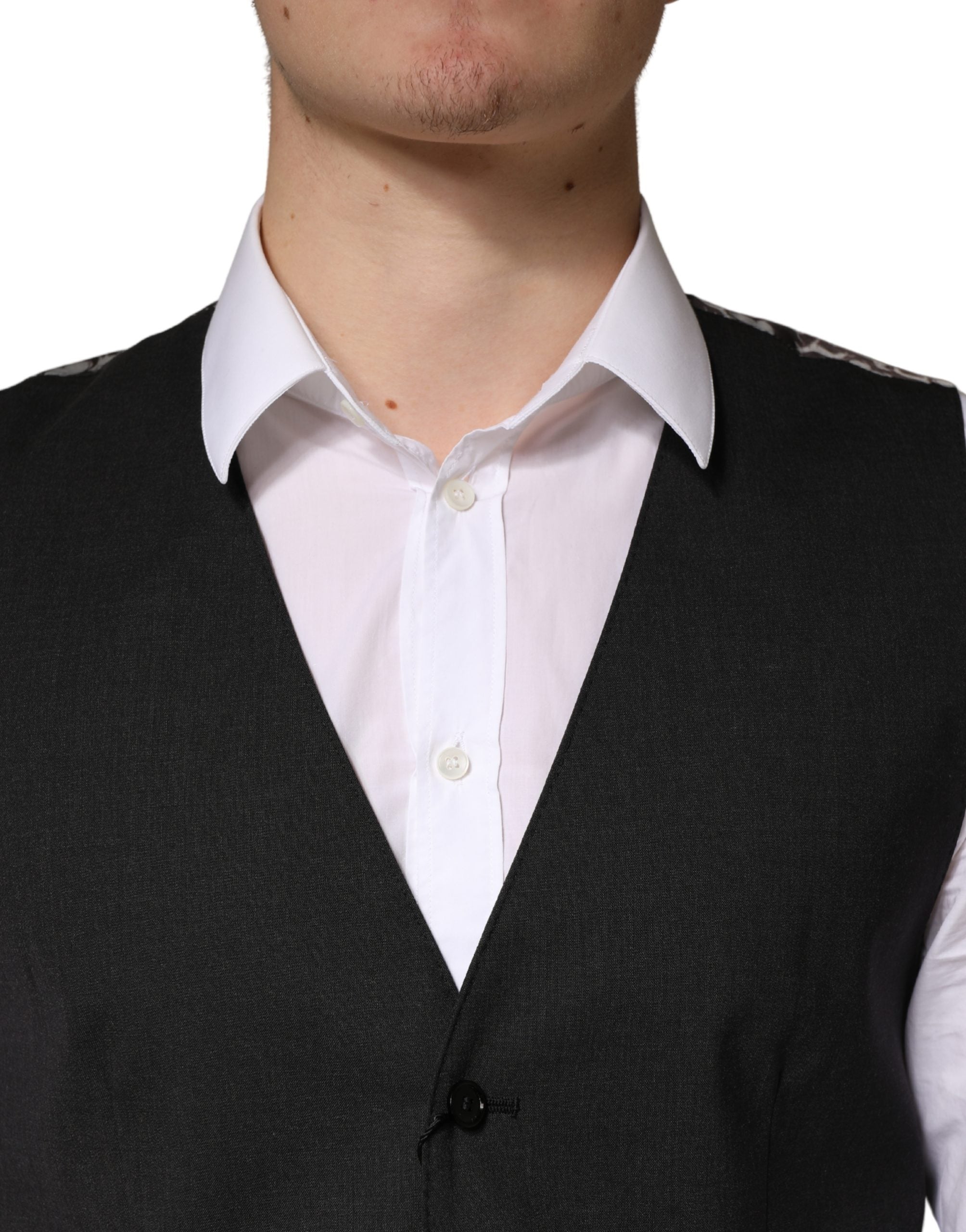 Dolce & Gabbana Schwarze Wollweste für Herren – Formeller Schnitt