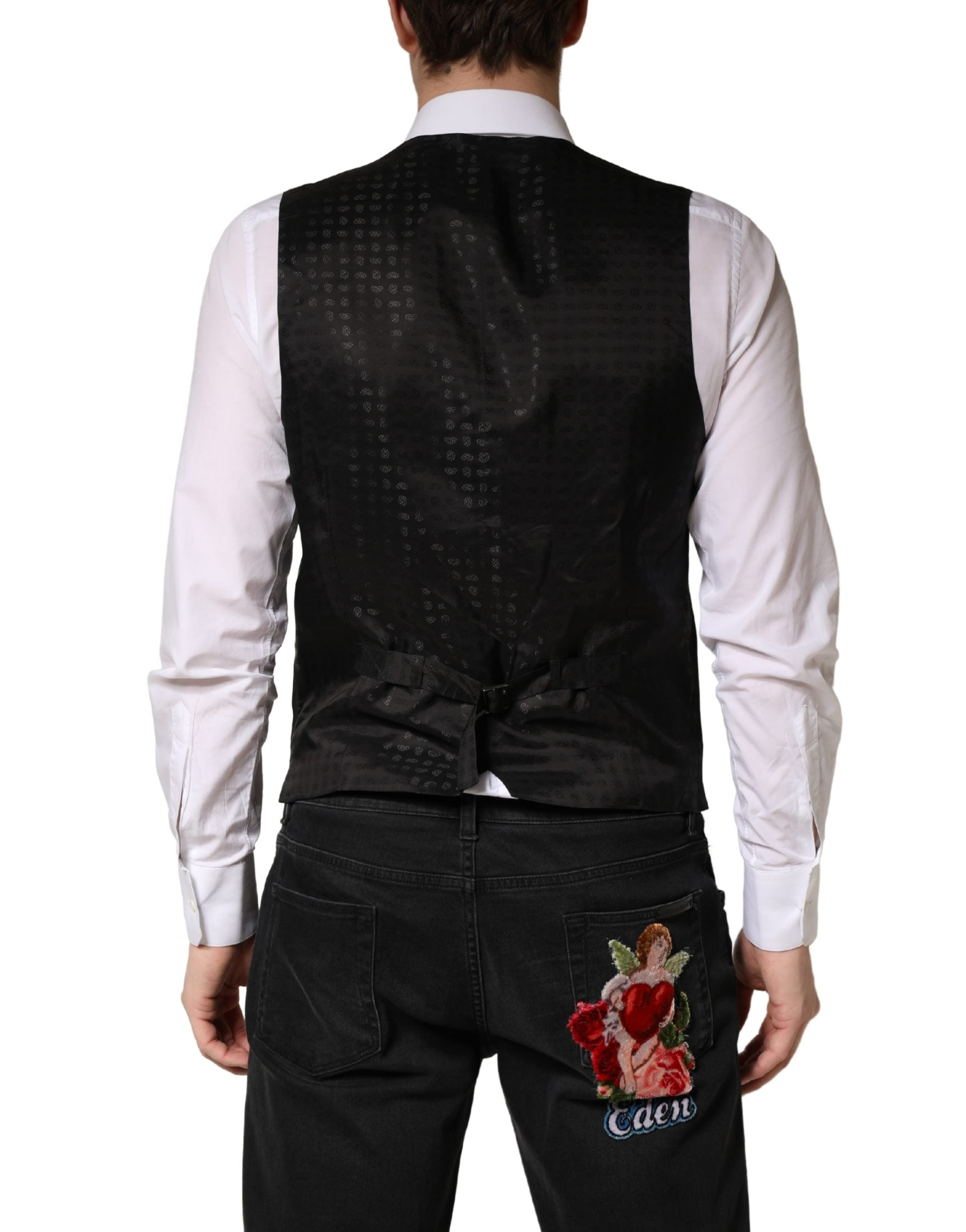 Dolce & Gabbana Schwarze Wollweste für Herren – Formeller Schnitt