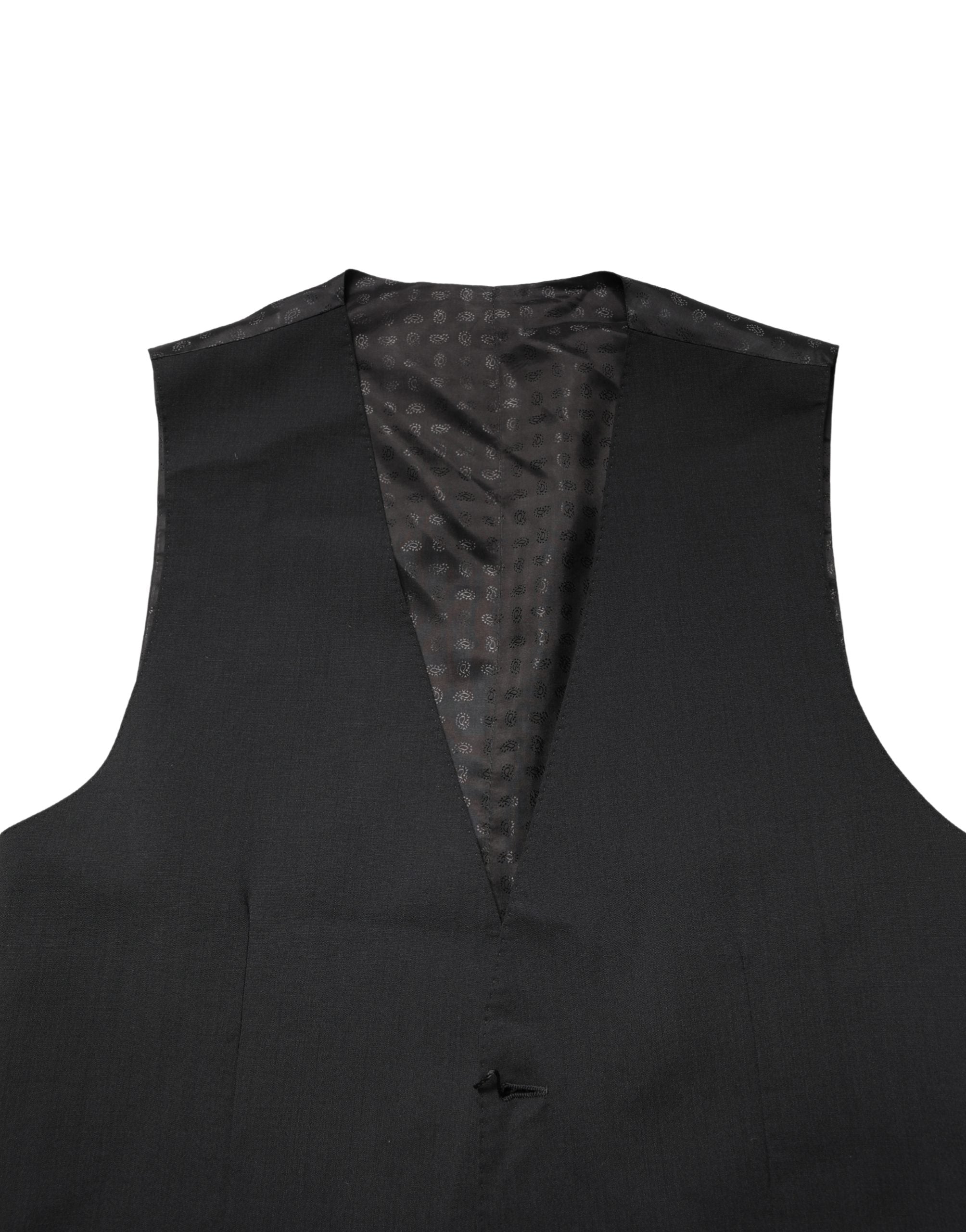 Dolce & Gabbana Schwarze Wollweste für Herren – Formeller Schnitt
