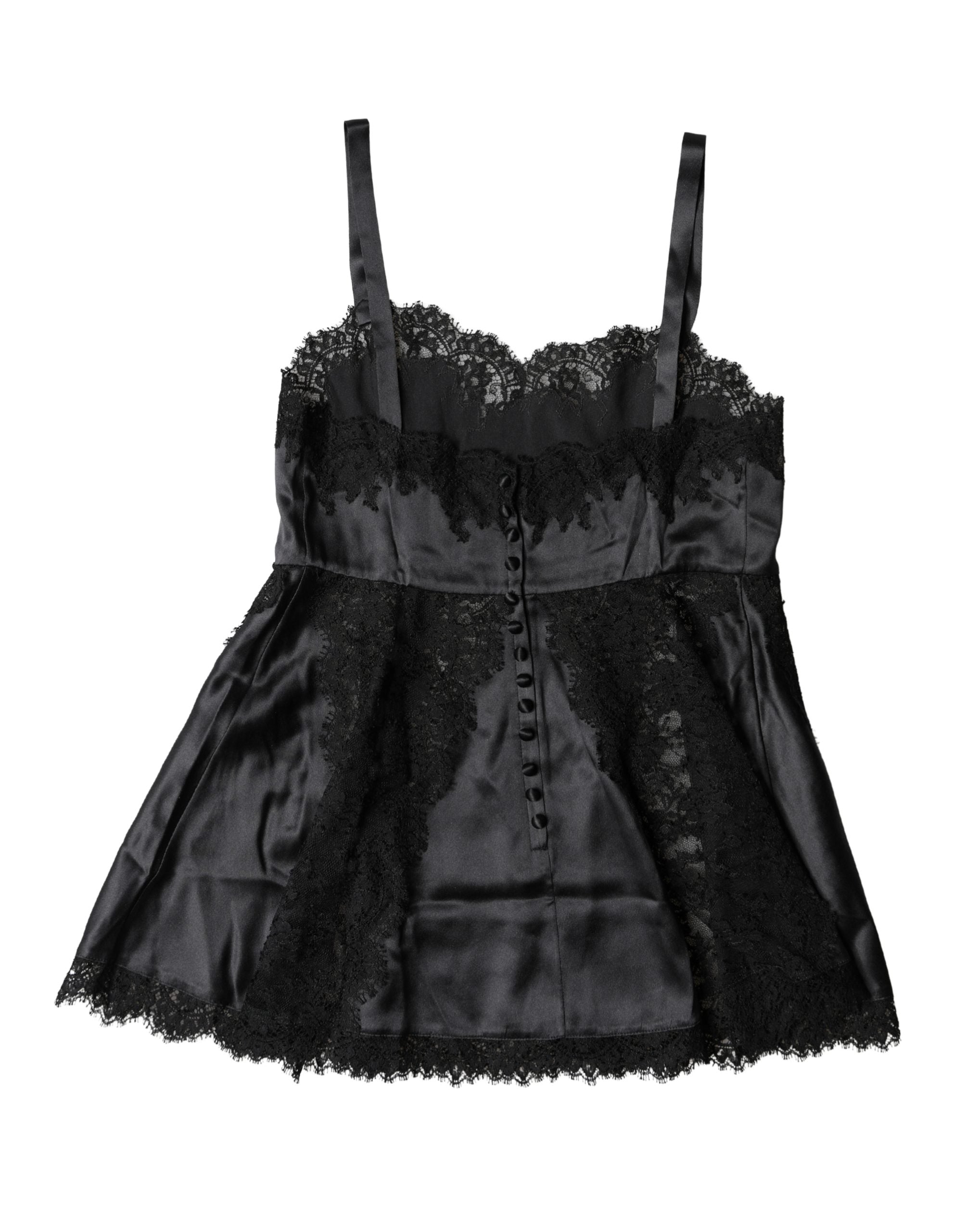 Dolce & Gabbana Schwarzes Spitzen-Dessous-Top aus Seide
