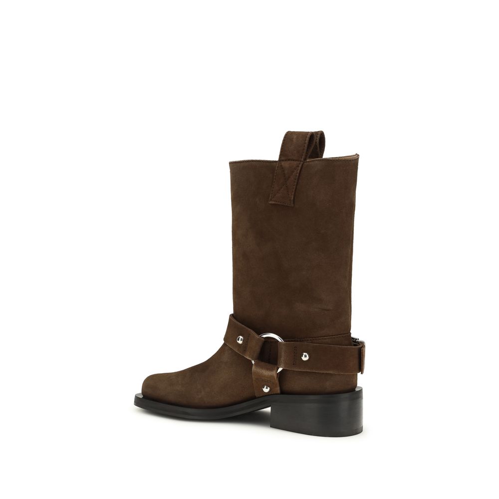Ganni Braune Kalbsleder Bos Taurus Schnürstiefel