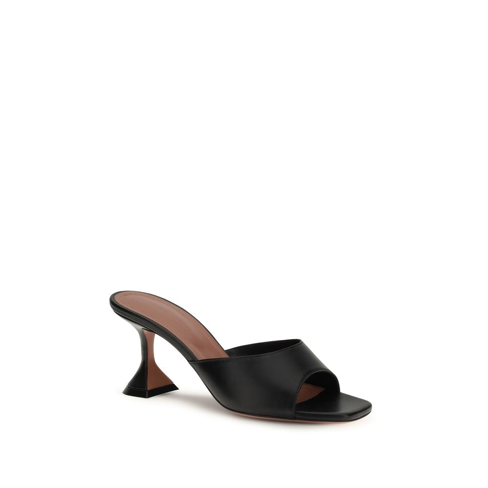 Amina Muaddi Schwarze Bos Taurus Kalbsleder-Sandalen mit Stilettoabsatz