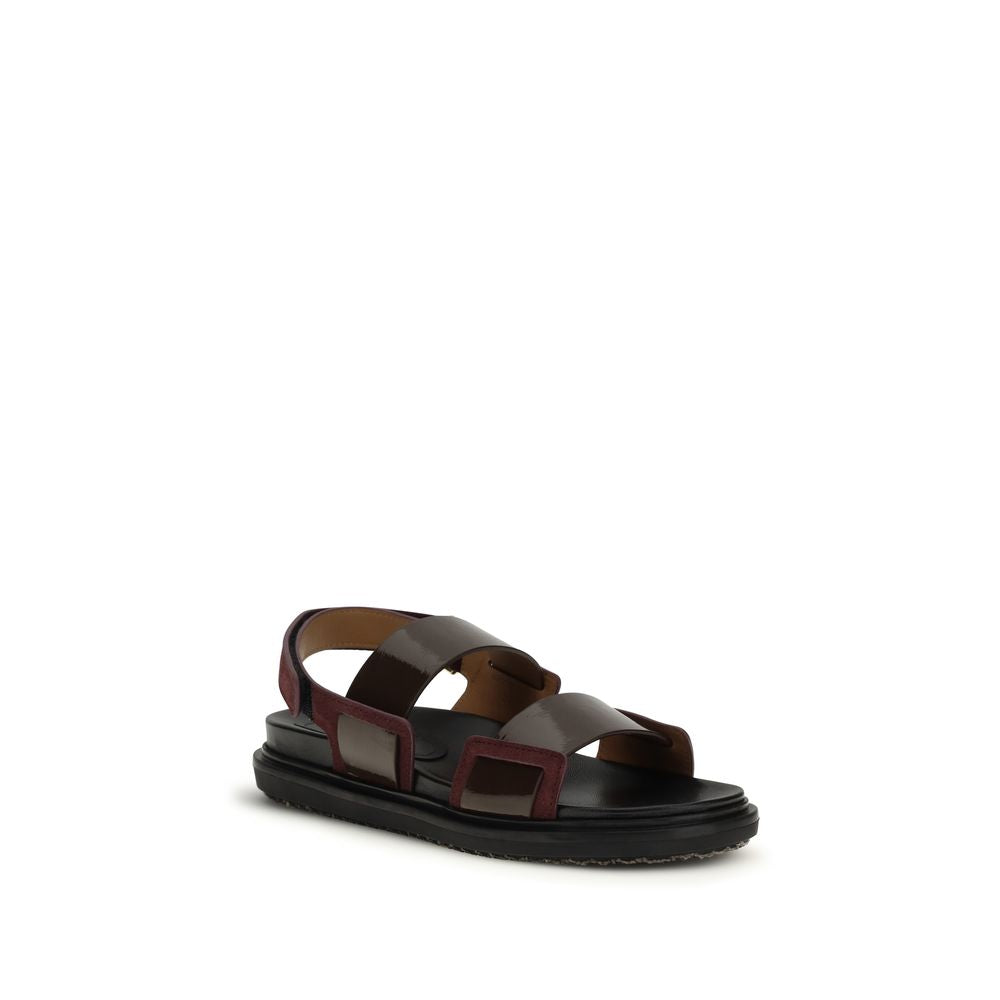 Marni Schwarze Bos Taurus Kalbsleder Riemchen-Sandalen