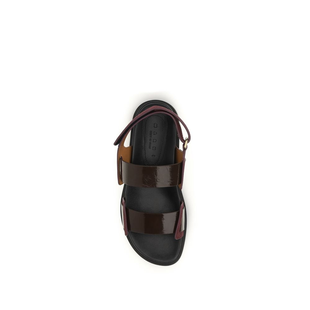 Marni Schwarze Bos Taurus Kalbsleder Riemchen-Sandalen