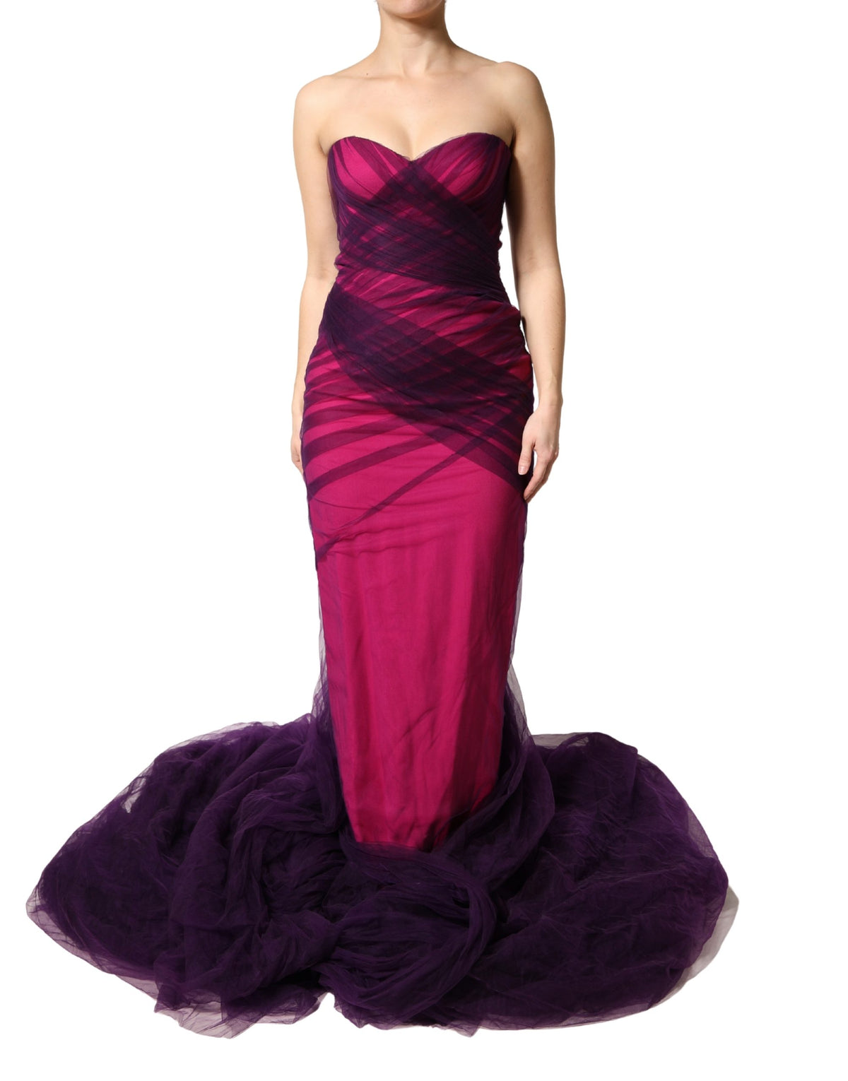 Dolce & Gabbana Pink Black Strapless Sheath Mermaid Dress
