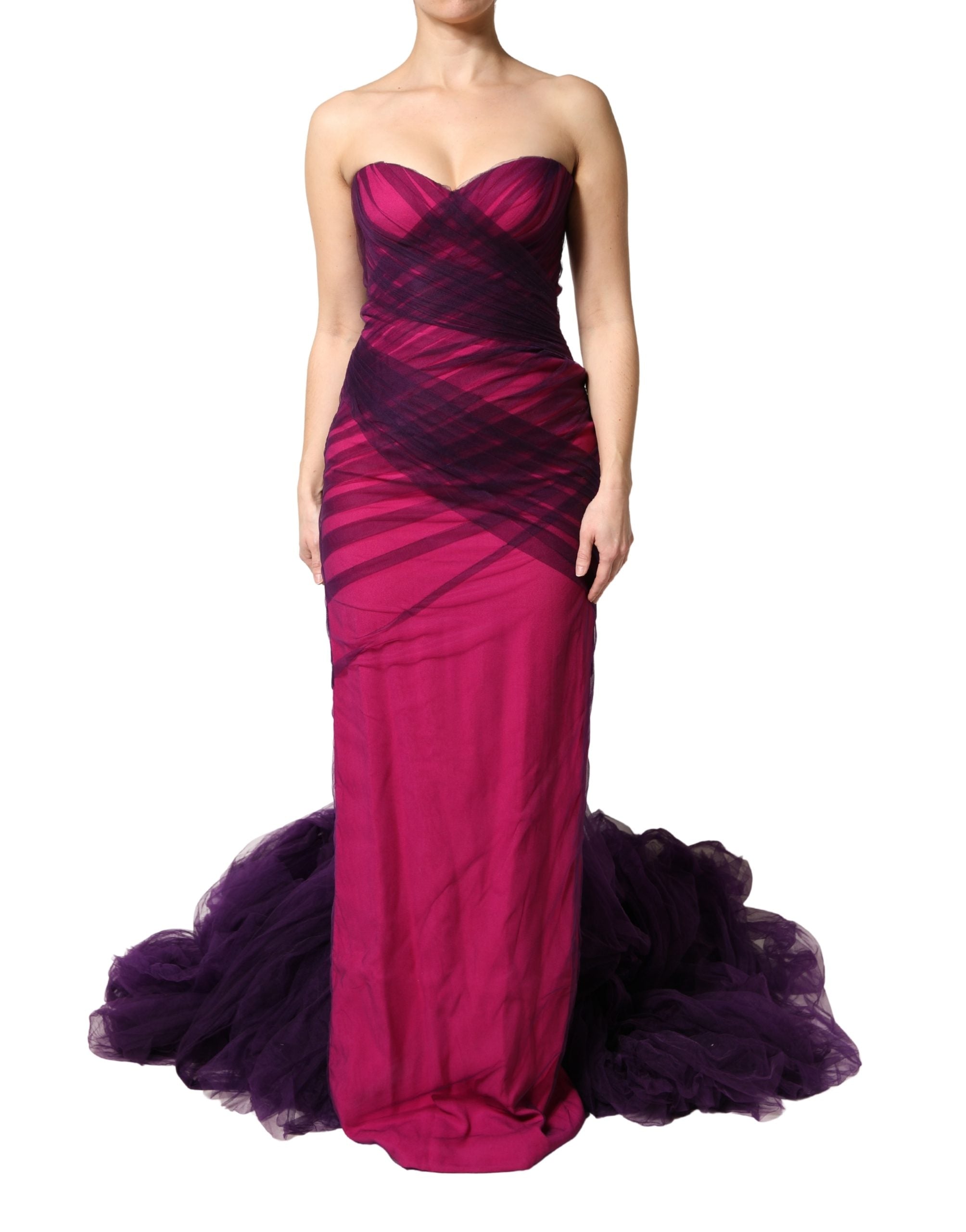 Dolce & Gabbana Pink Black Strapless Sheath Mermaid Dress