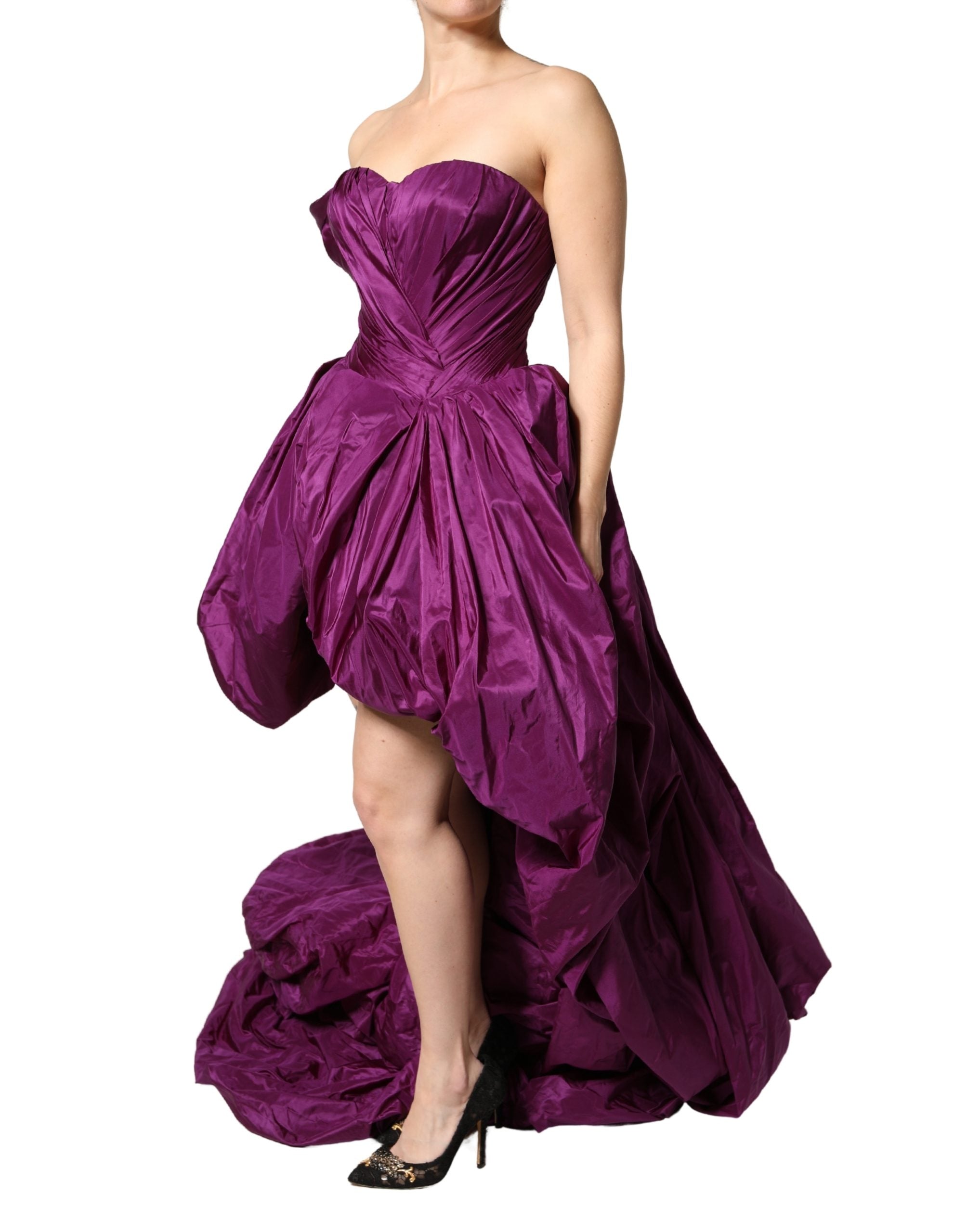 Dolce & Gabbana Lila trägerloses A-Linien-Asymmetrie-Kleid