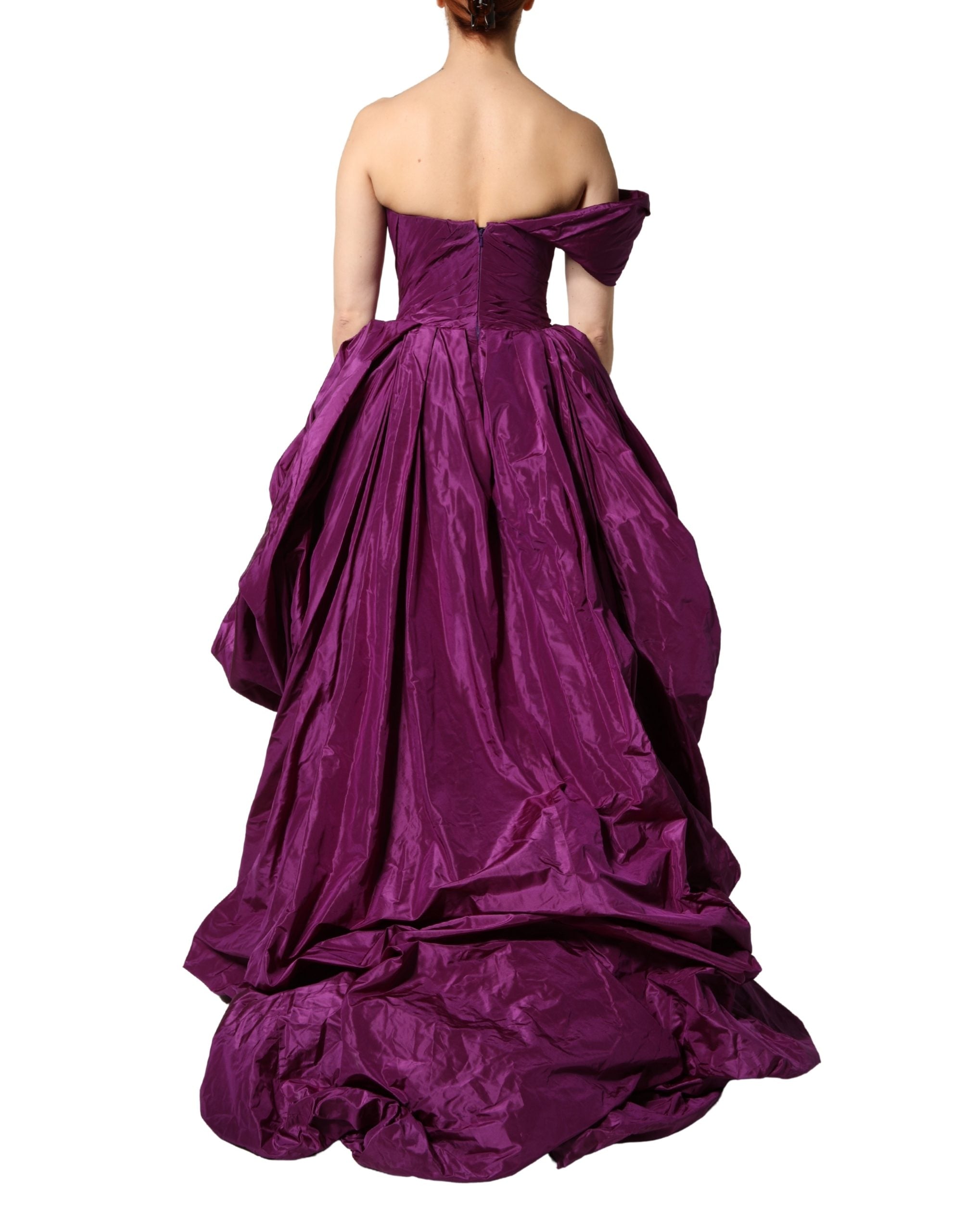 Dolce & Gabbana Lila trägerloses A-Linien-Asymmetrie-Kleid