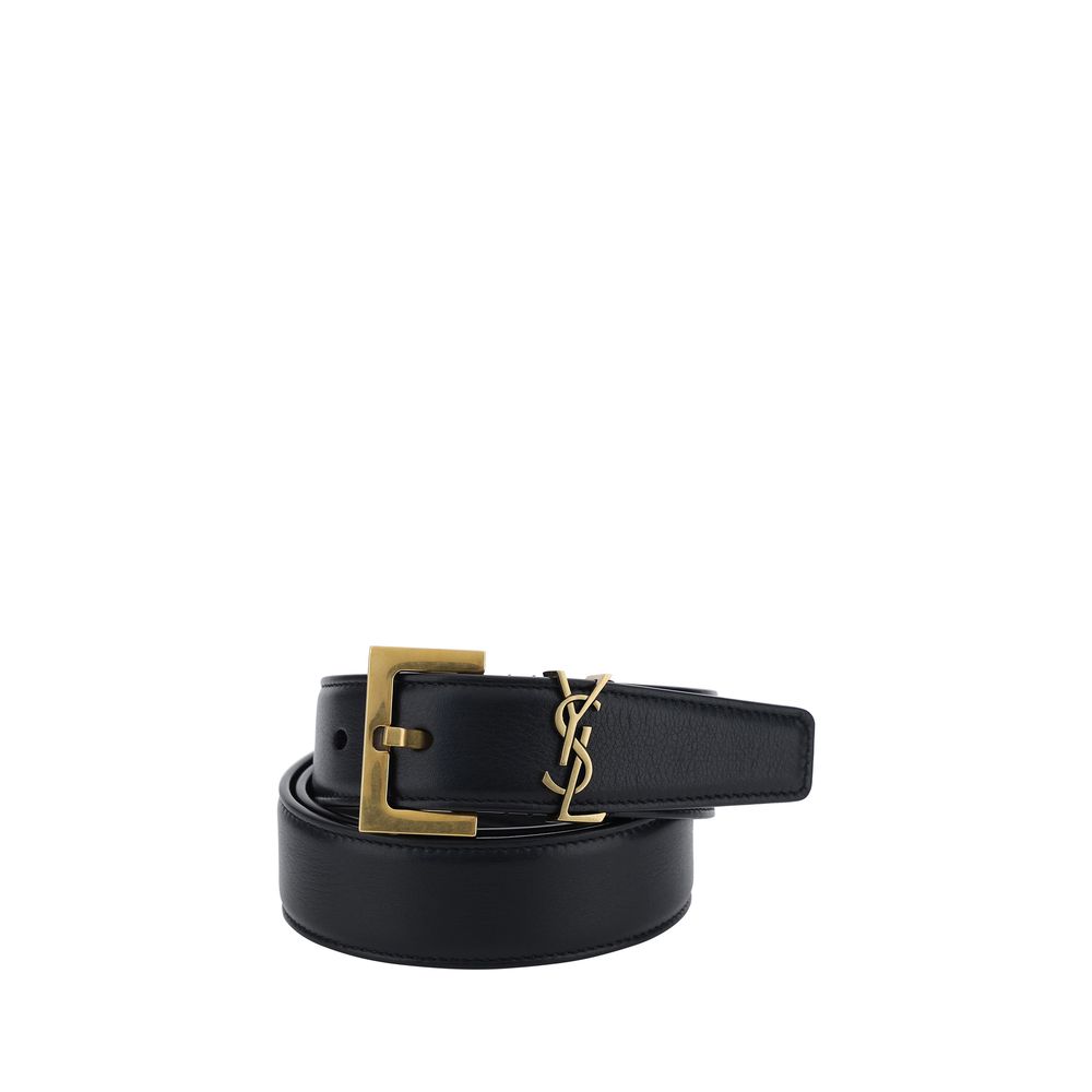 Saint Laurent Schwarzer Kalbsleder Bos Taurus Regular Gürtel