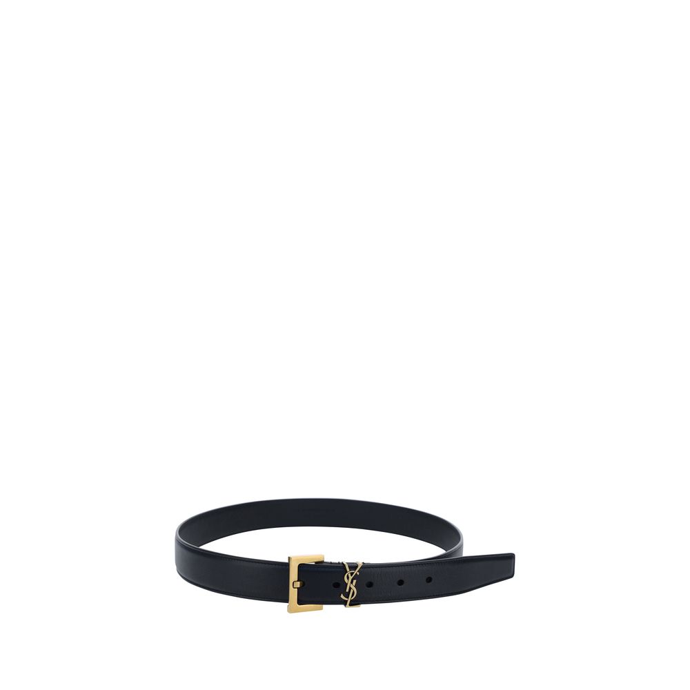 Saint Laurent Schwarzer Kalbsleder Bos Taurus Regular Gürtel
