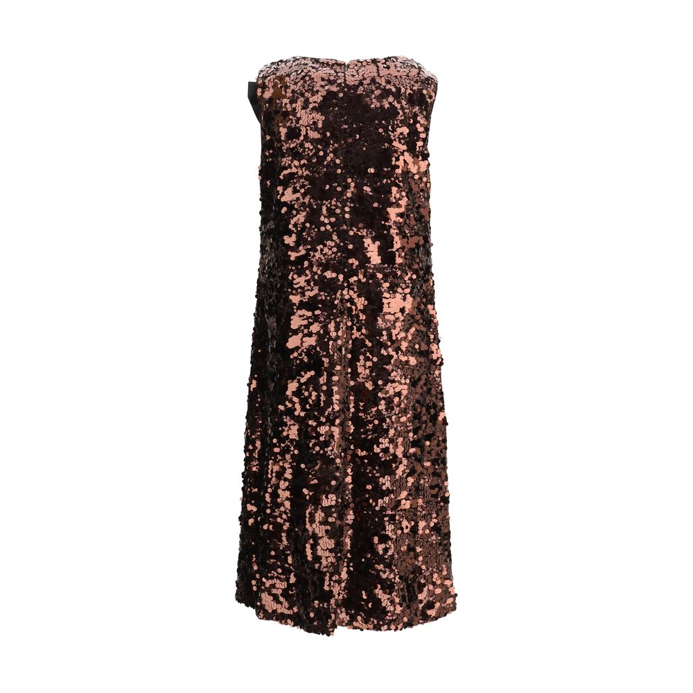 Ganni Braunes Cocktailkleid aus recyceltem Polyester
