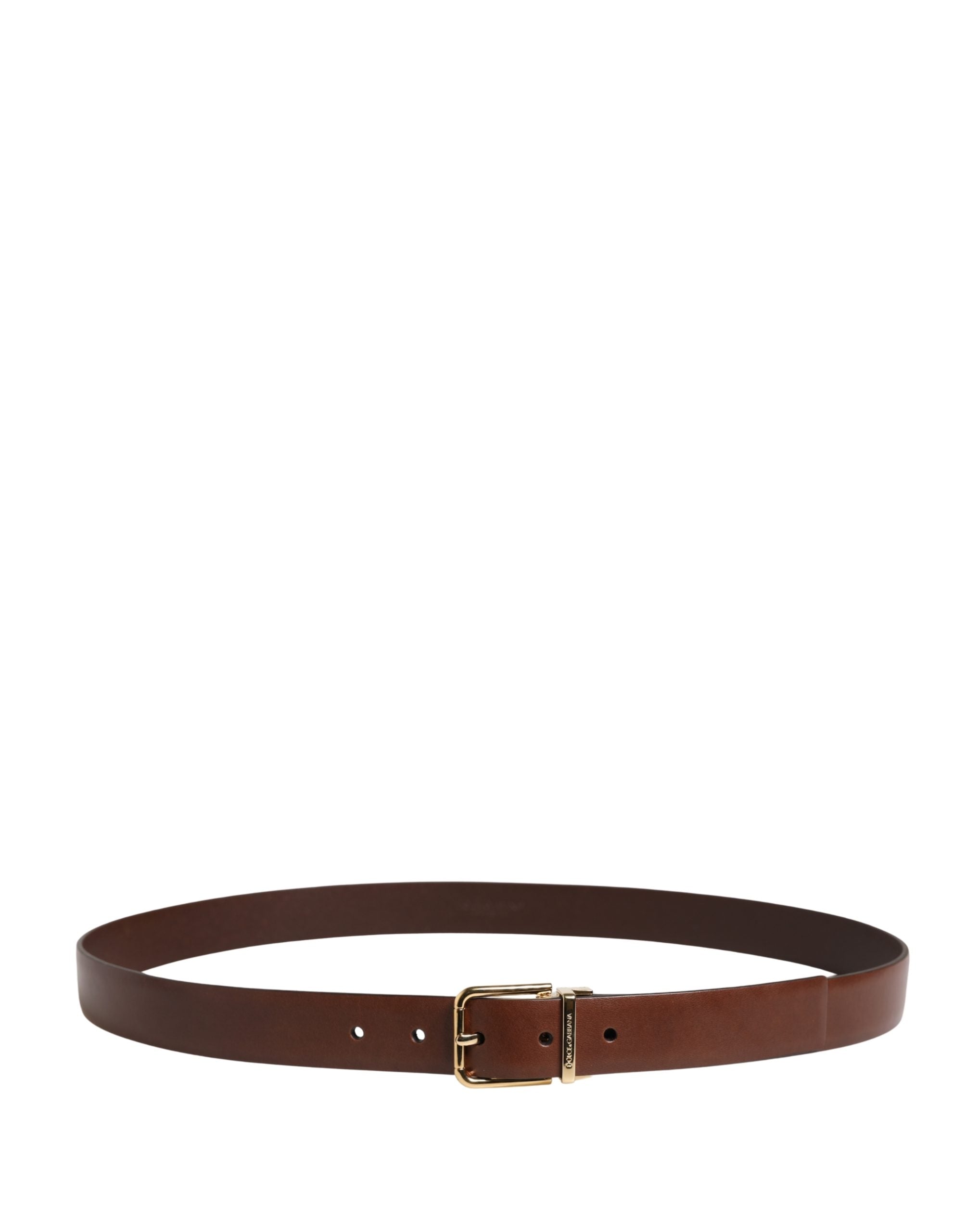 Dolce & Gabbana Herren Gürtel aus braunem Leder mit klassischer Metallschnalle