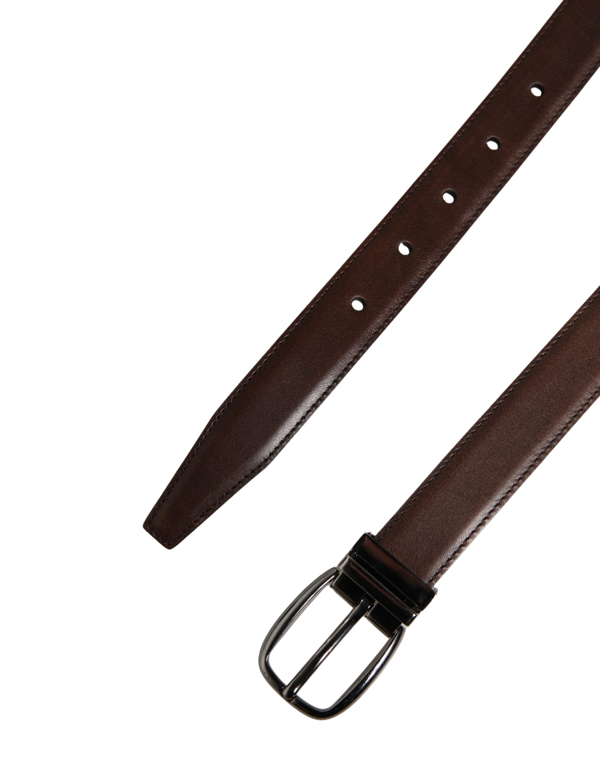 Dolce & Gabbana Herren Gürtel aus braunem Leder mit klassischer Metallschnalle
