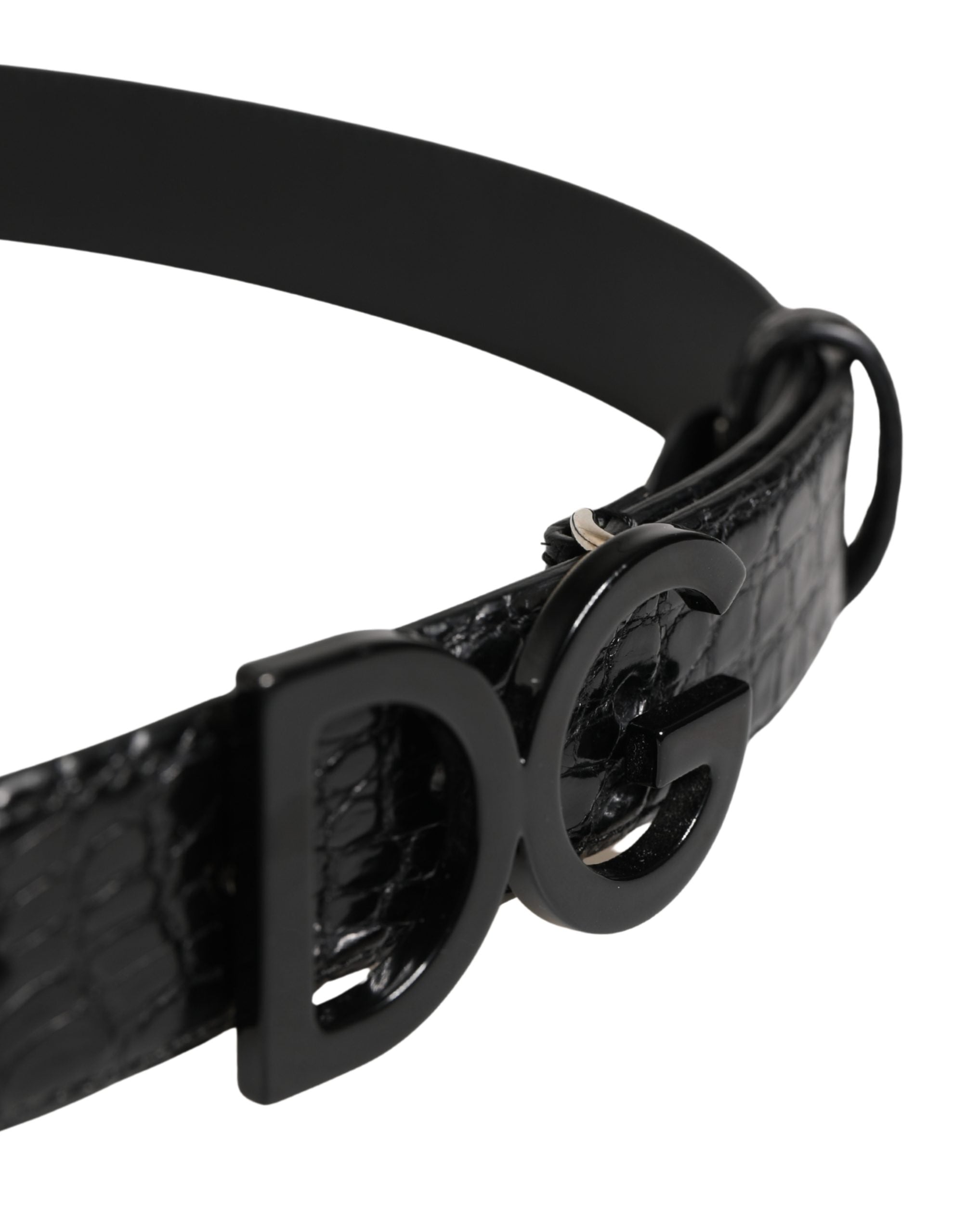 Dolce & Gabbana Herren Gürtel aus schwarzem exotischem Leder mit Logo-Schnalle