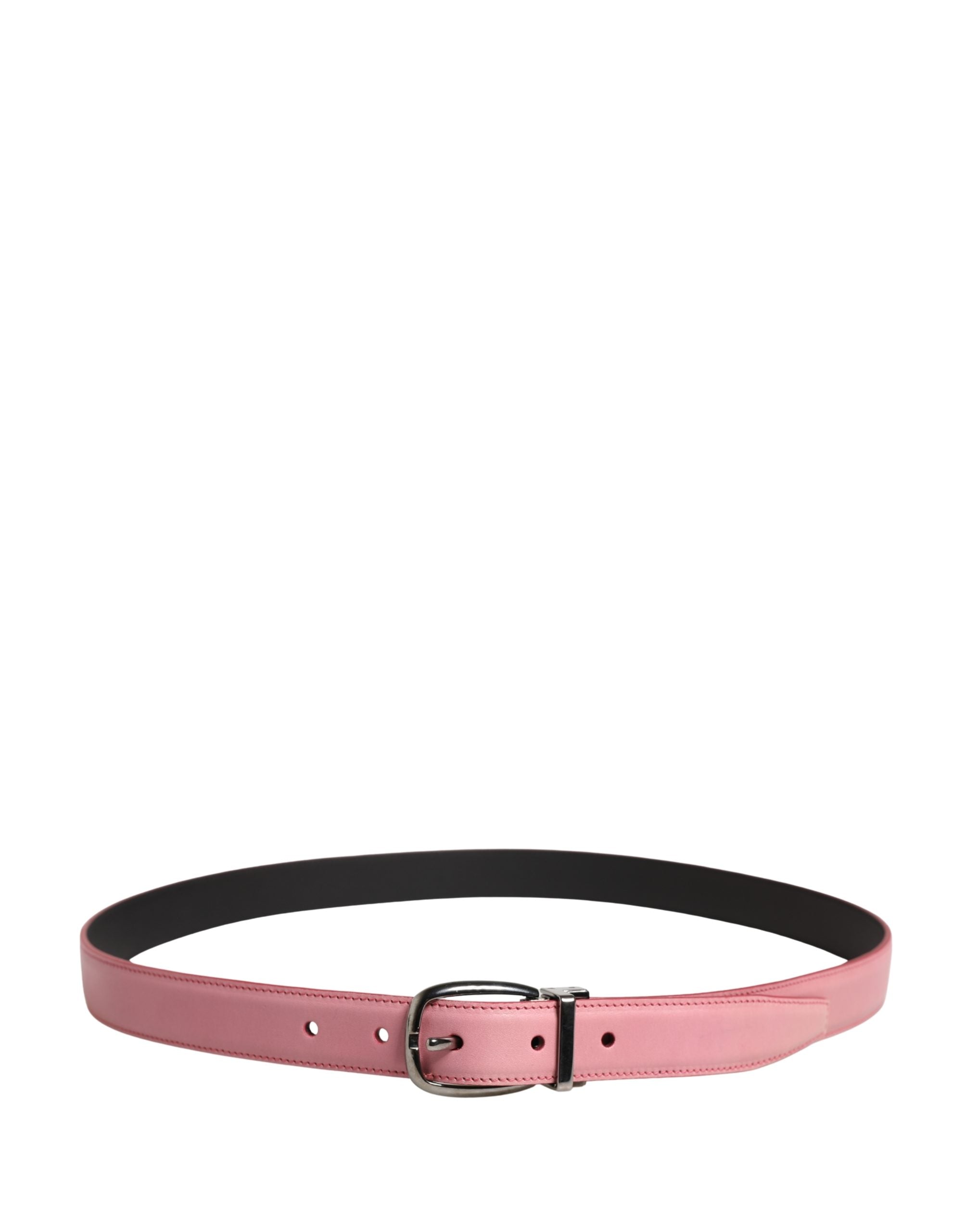 Dolce & Gabbana Herren Pink Klassischer Ledergürtel mit Metallschnalle