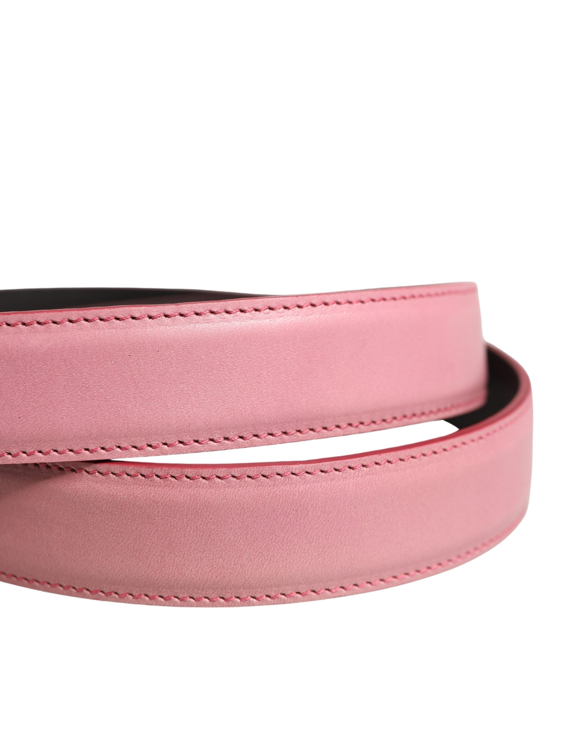 Dolce & Gabbana Herren Pink Klassischer Ledergürtel mit Metallschnalle