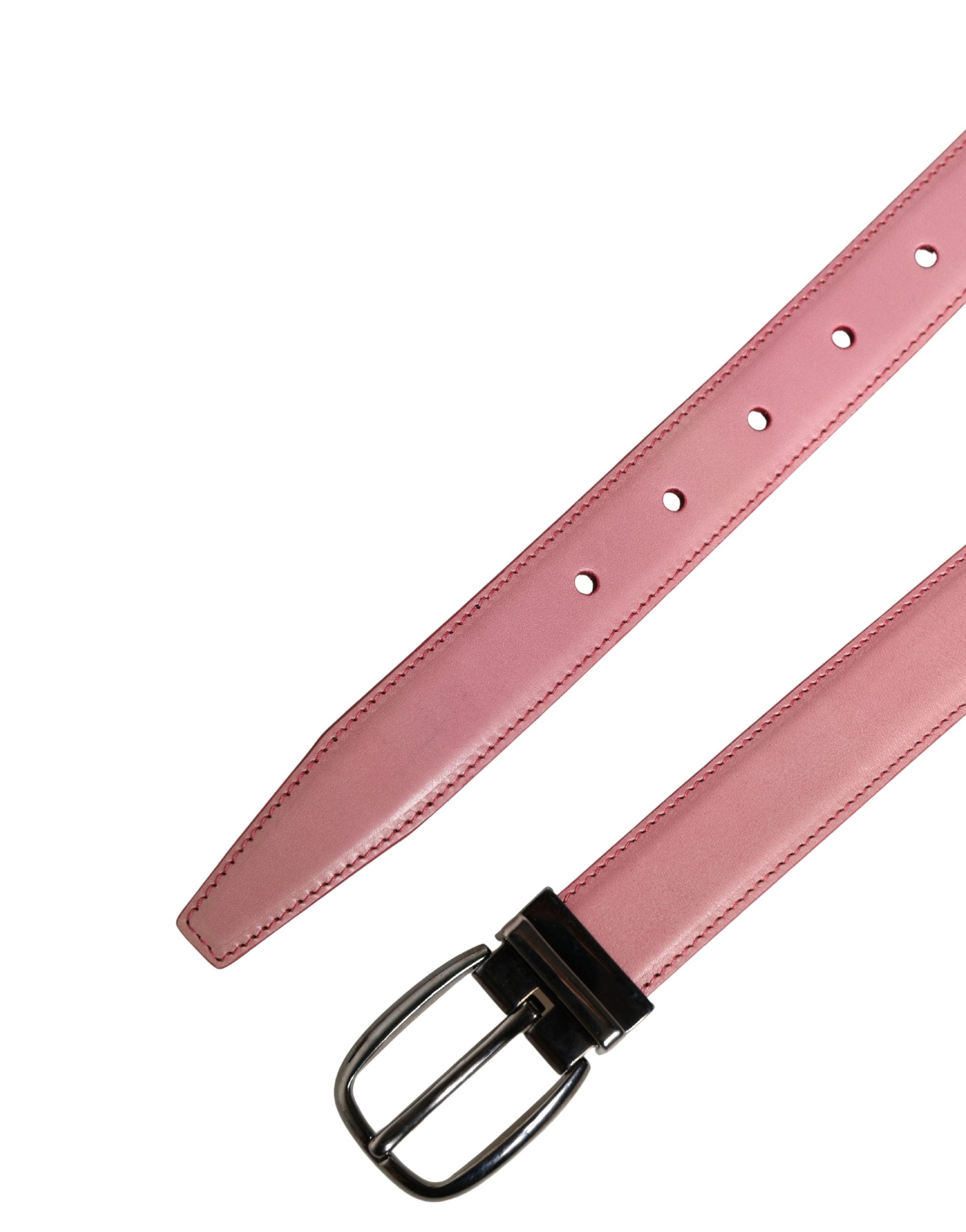 Dolce & Gabbana Herren Pink Klassischer Ledergürtel mit Metallschnalle