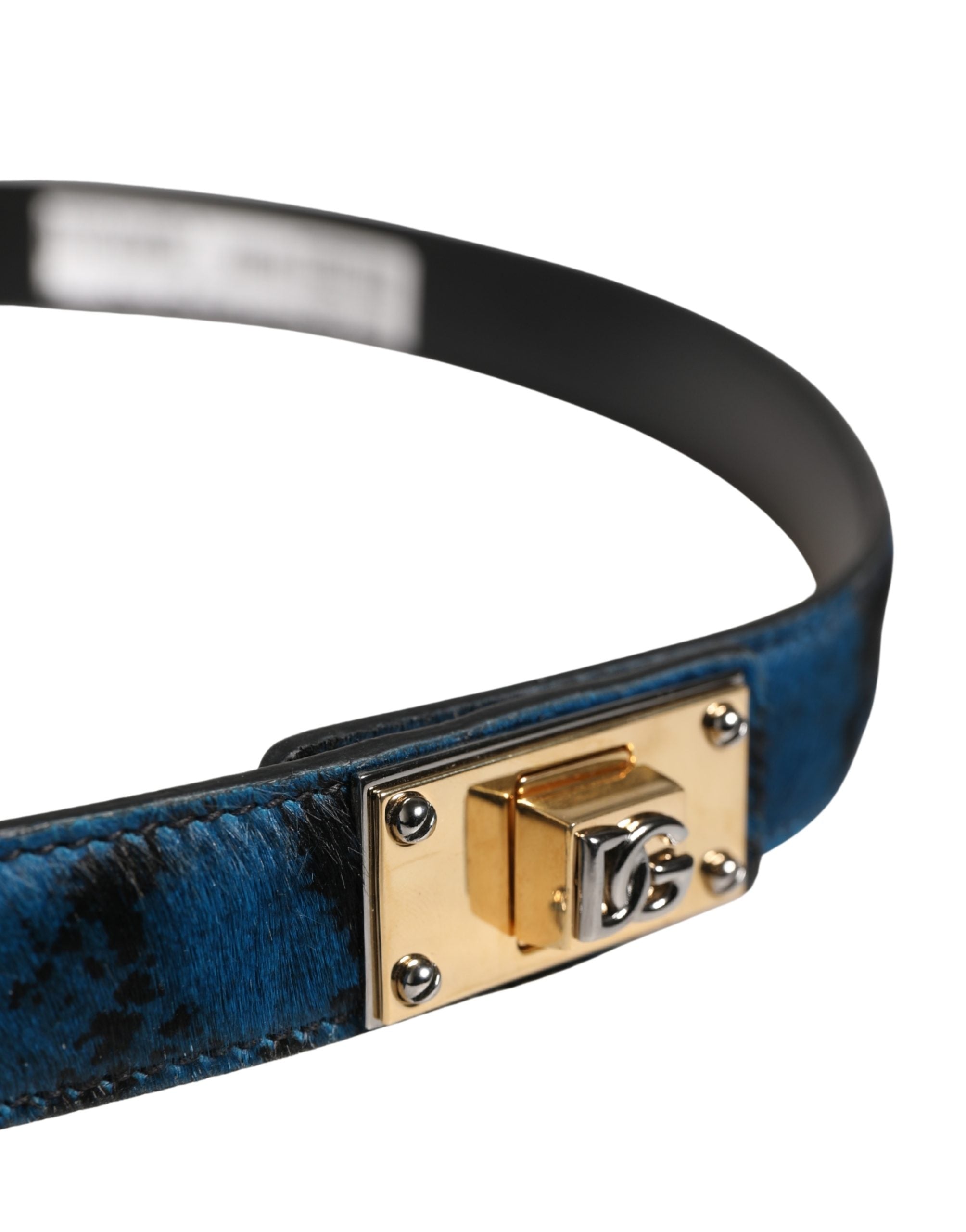 Dolce & Gabbana Herren Gürtel aus blauem Kalbsleder mit Logo und Metallschnalle