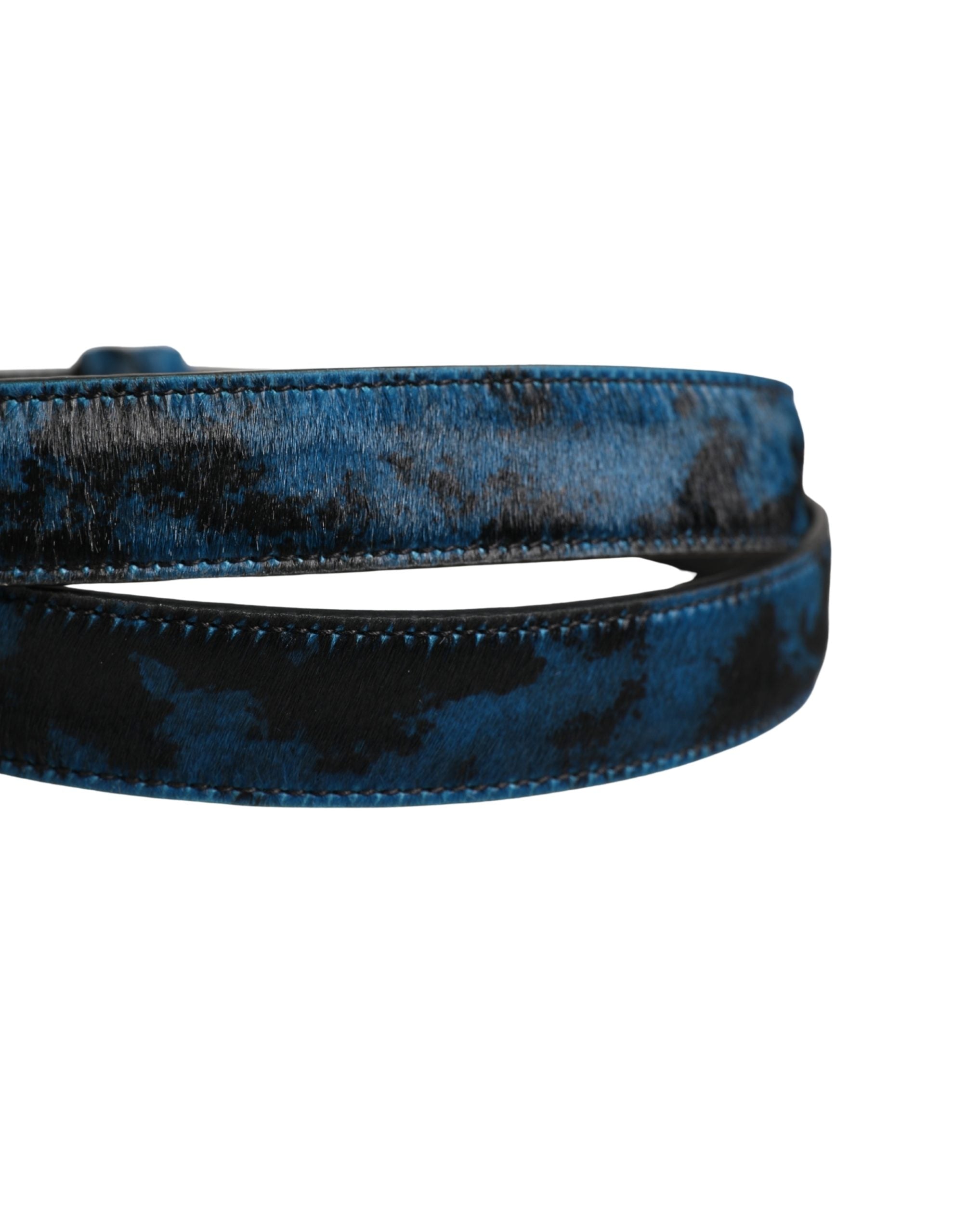 Dolce & Gabbana Herren Gürtel aus blauem Kalbsleder mit Logo und Metallschnalle