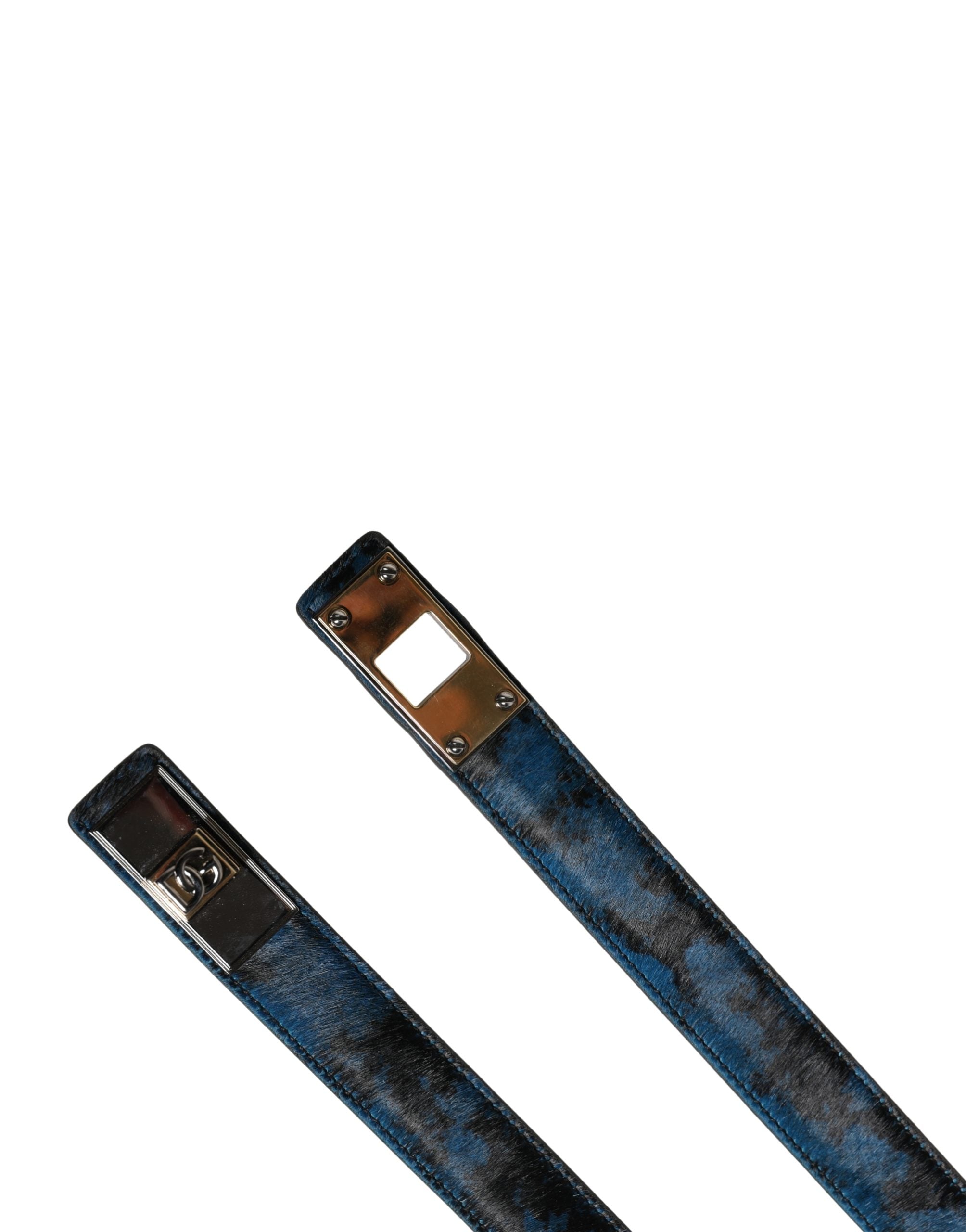 Dolce & Gabbana Herren Gürtel aus blauem Kalbsleder mit Logo und Metallschnalle