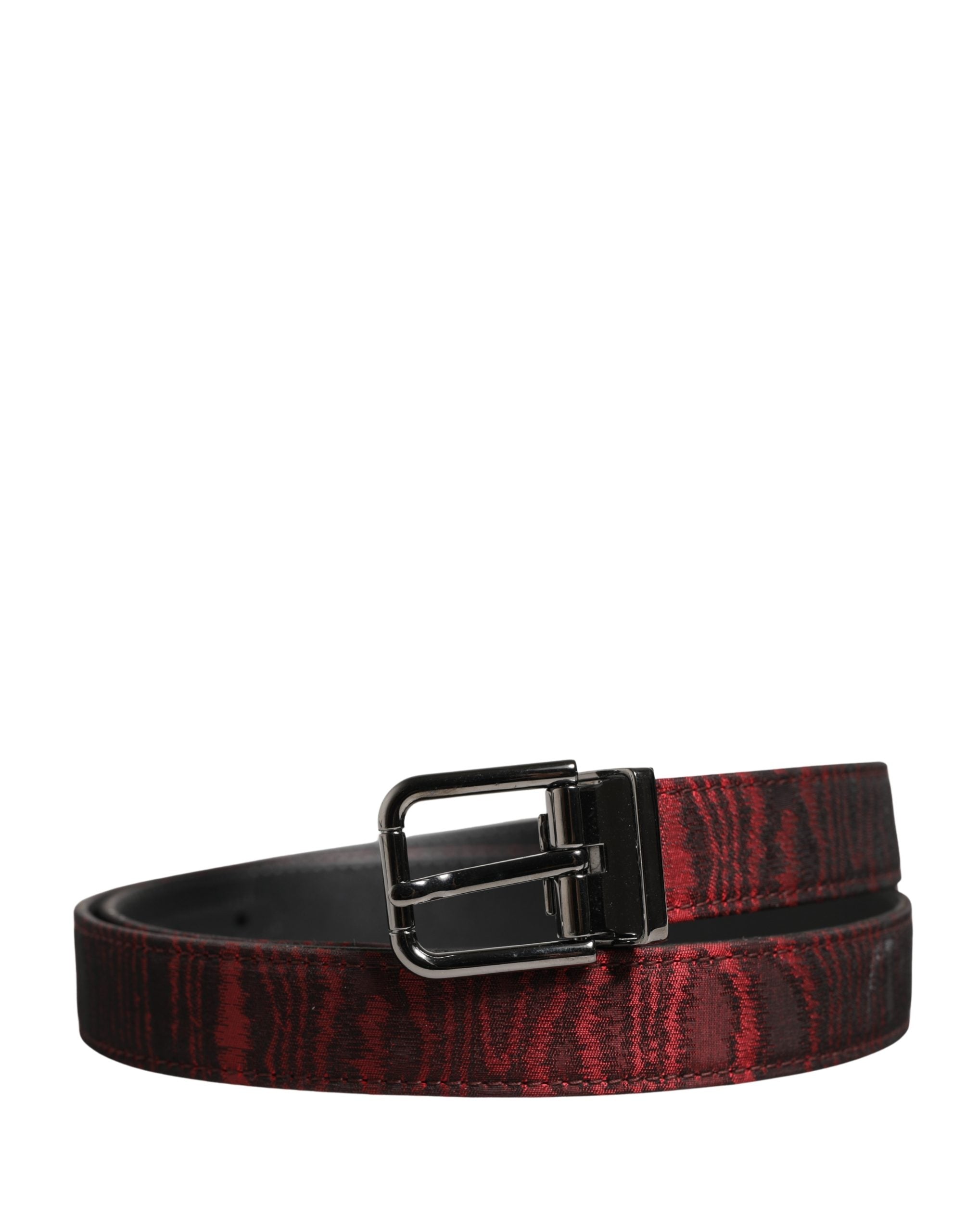 Dolce & Gabbana Herren Gürtel aus rotem Jacquard-Acetat mit Metallschnalle
