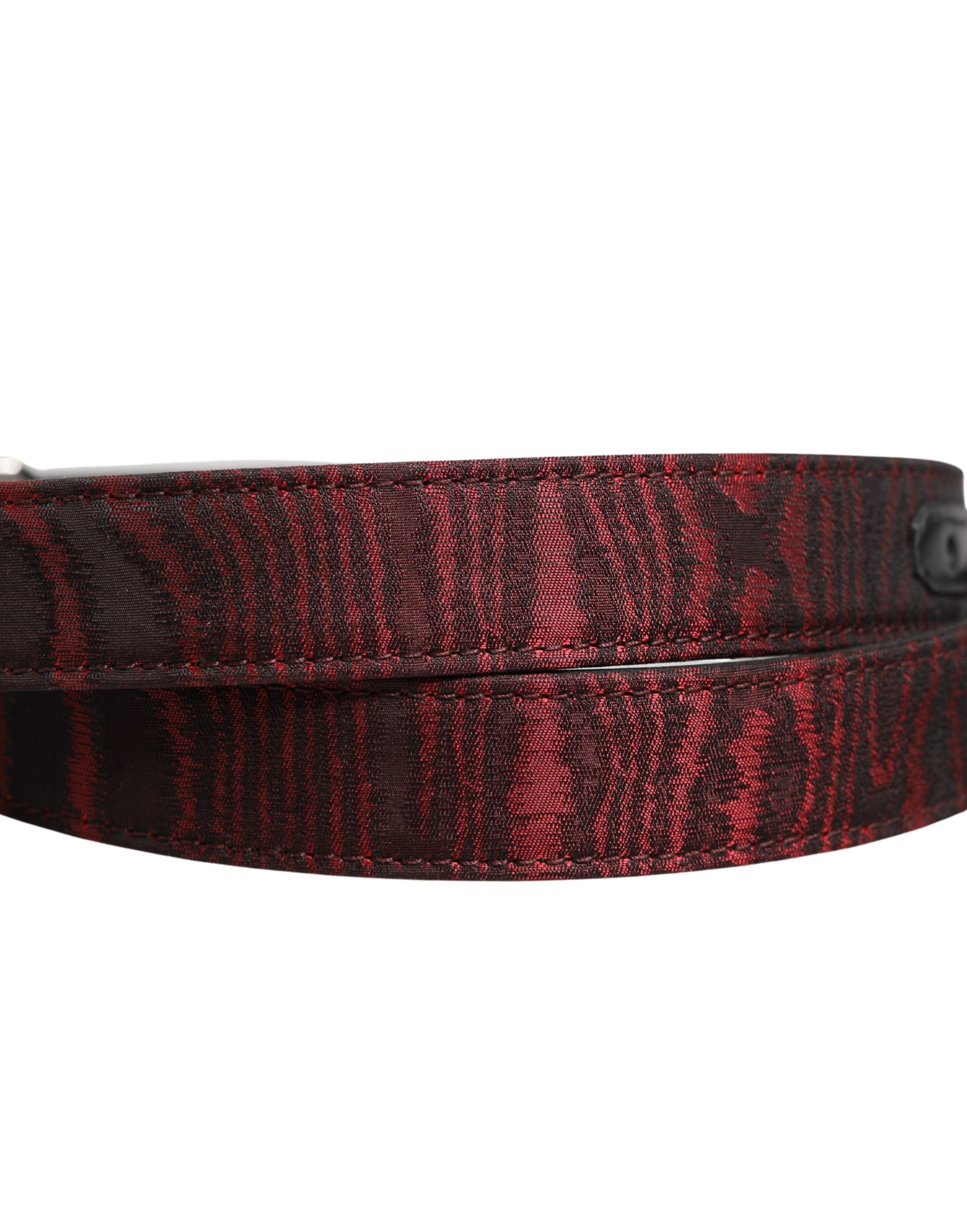 Dolce & Gabbana Herren Gürtel aus rotem Jacquard-Acetat mit Metallschnalle