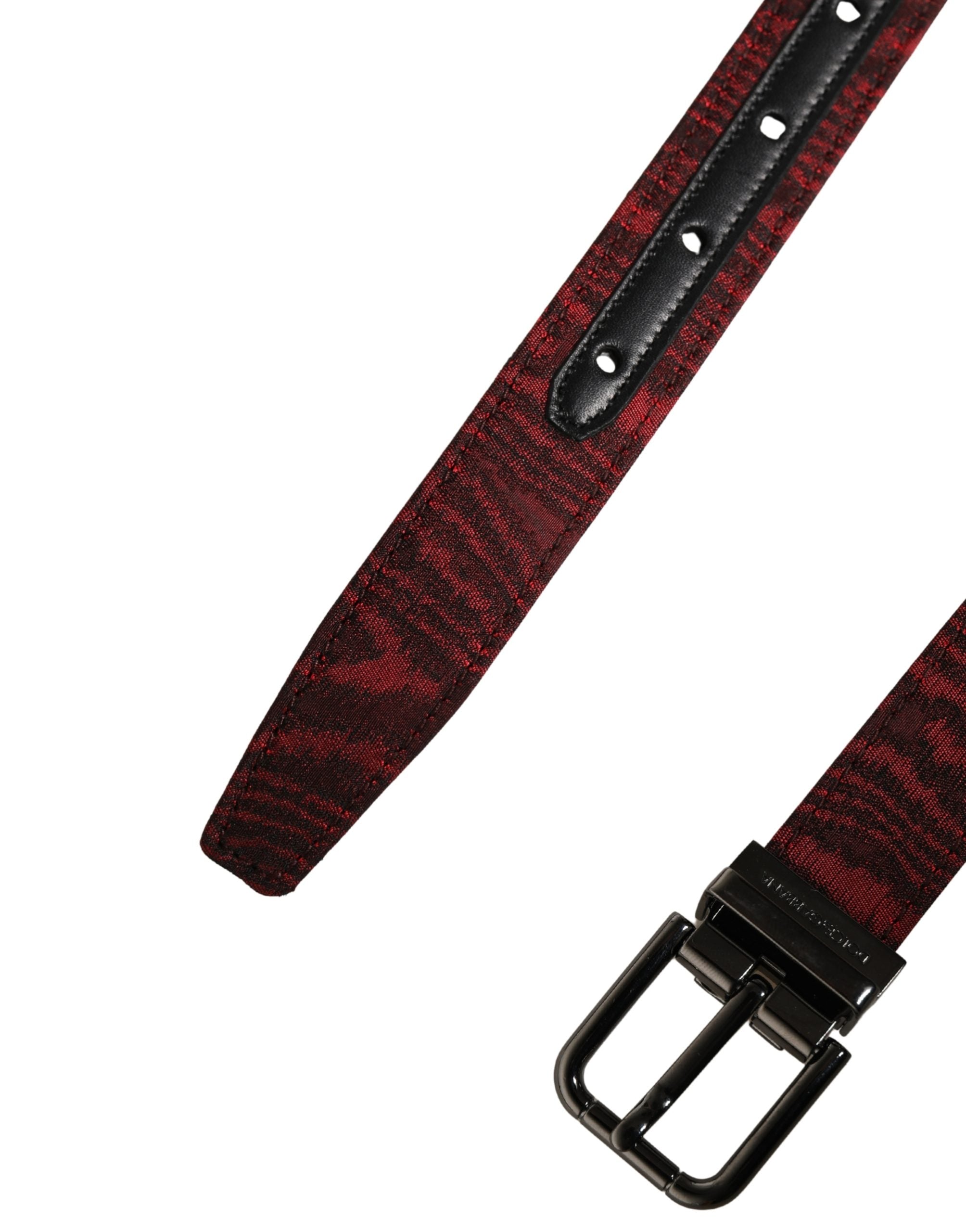 Dolce & Gabbana Herren Gürtel aus rotem Jacquard-Acetat mit Metallschnalle