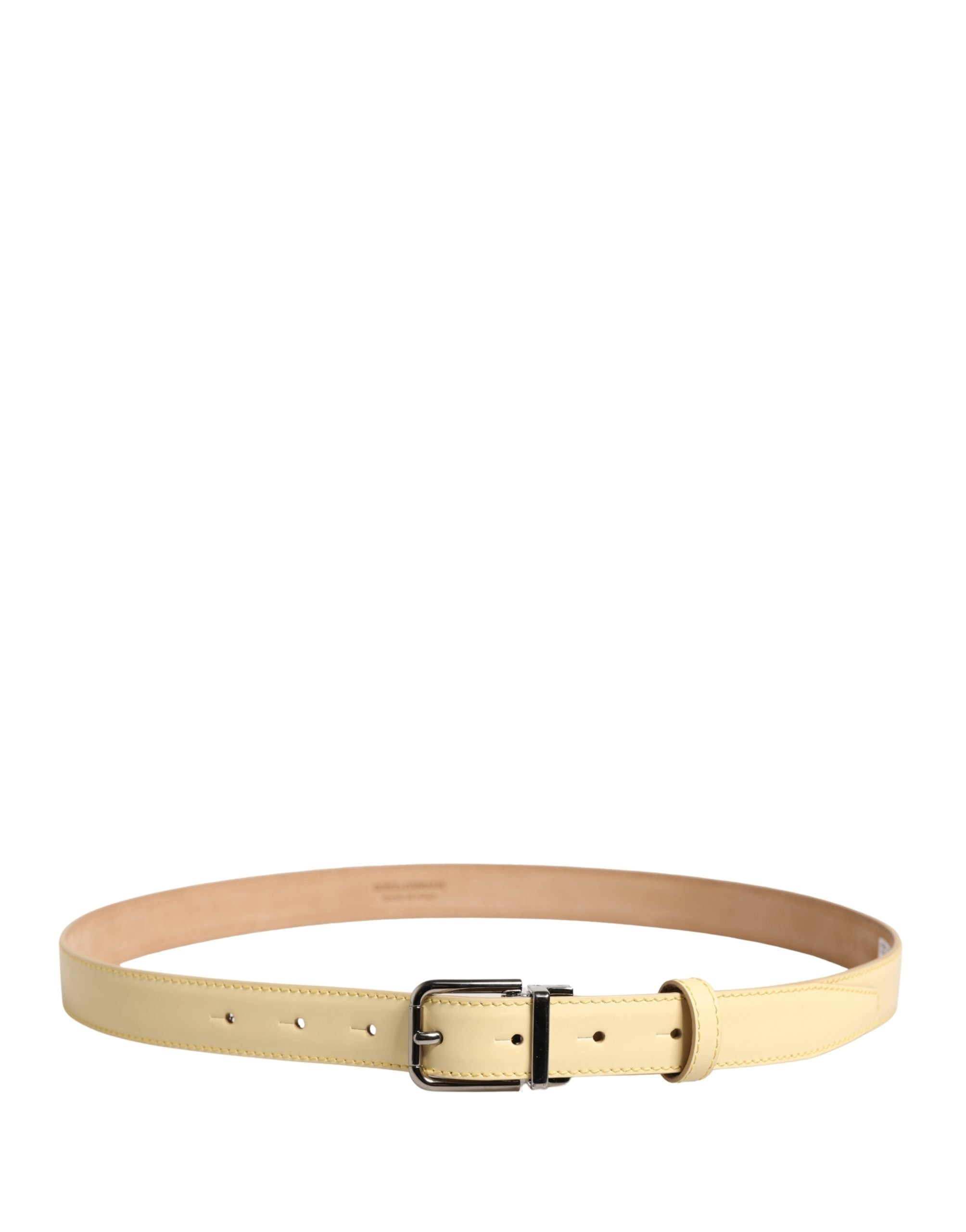 Dolce & Gabbana Herren Gürtel aus gelbem Leder mit klassischer Metallschnalle