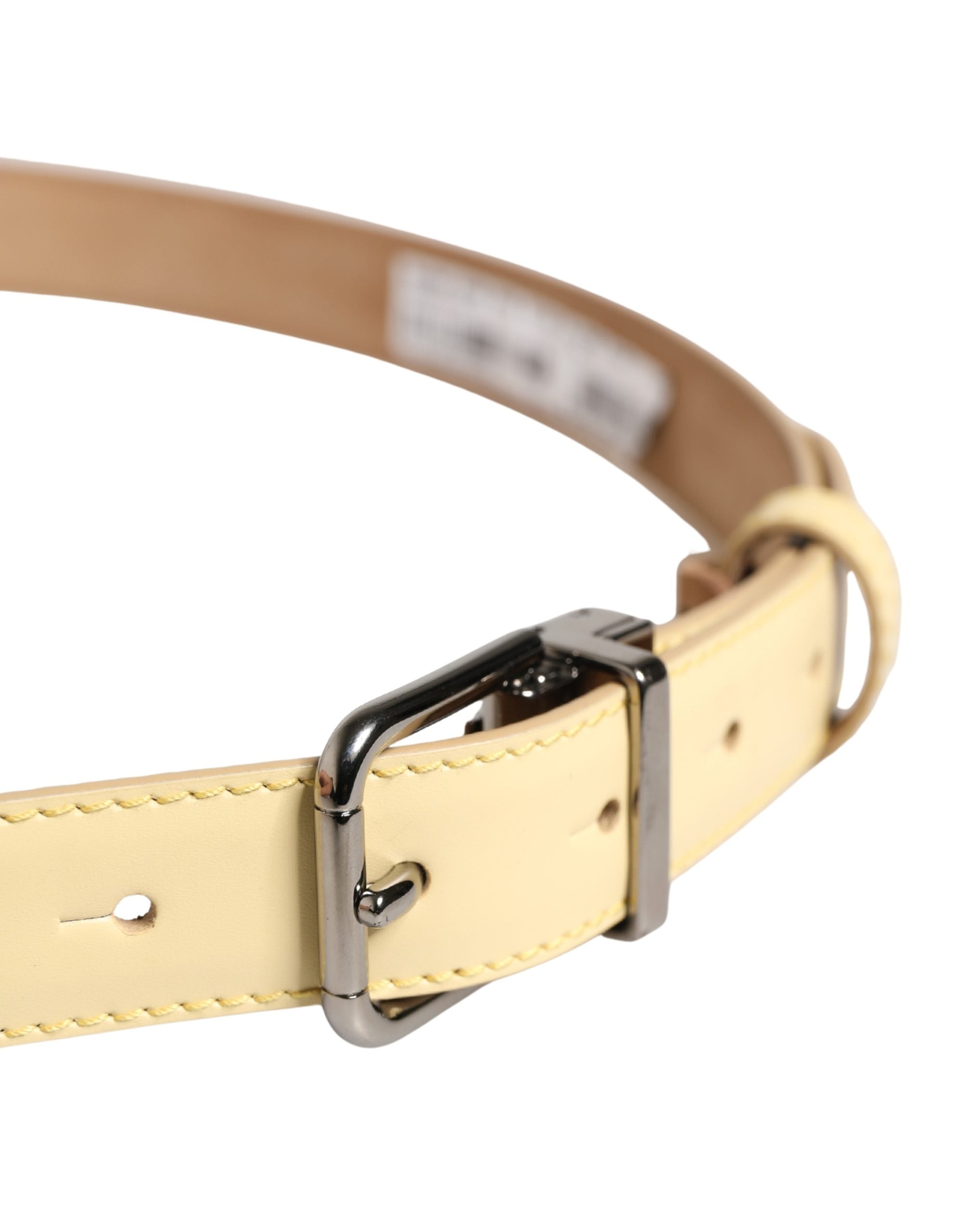 Dolce & Gabbana Herren Gürtel aus gelbem Leder mit klassischer Metallschnalle