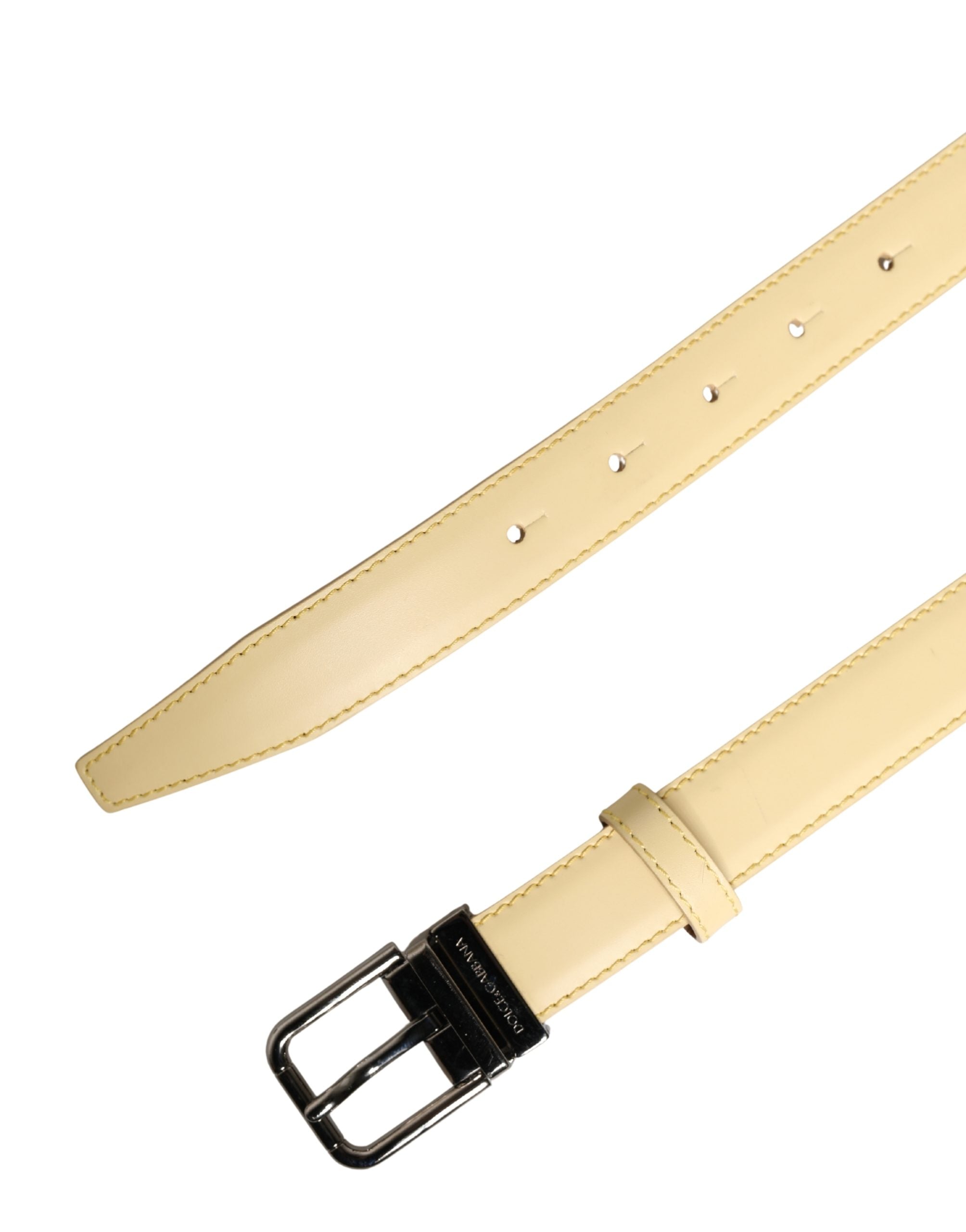 Dolce & Gabbana Herren Gürtel aus gelbem Leder mit klassischer Metallschnalle