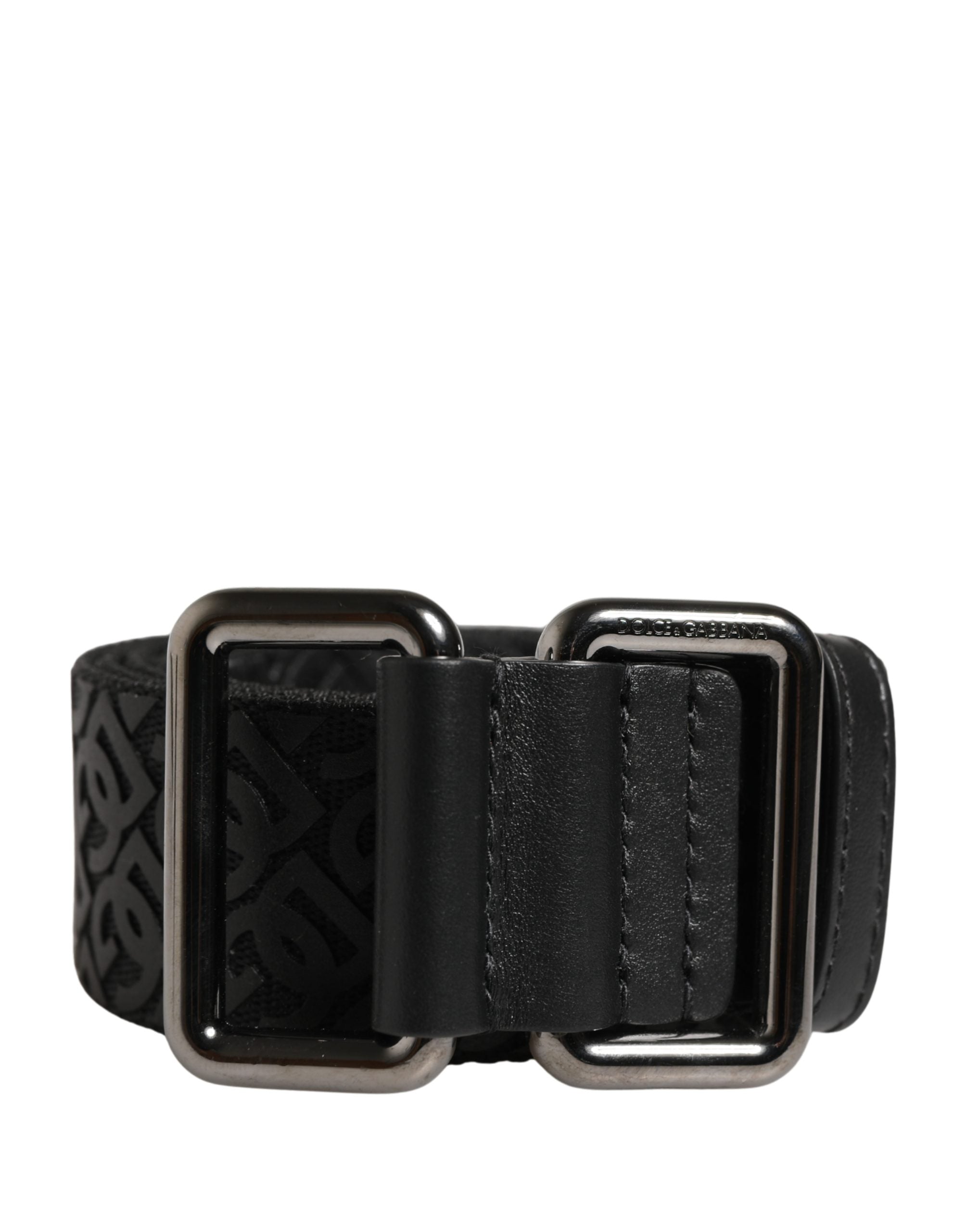Dolce & Gabbana Herren Gürtel Schwarz DG Logo Polyester Metallschnalle