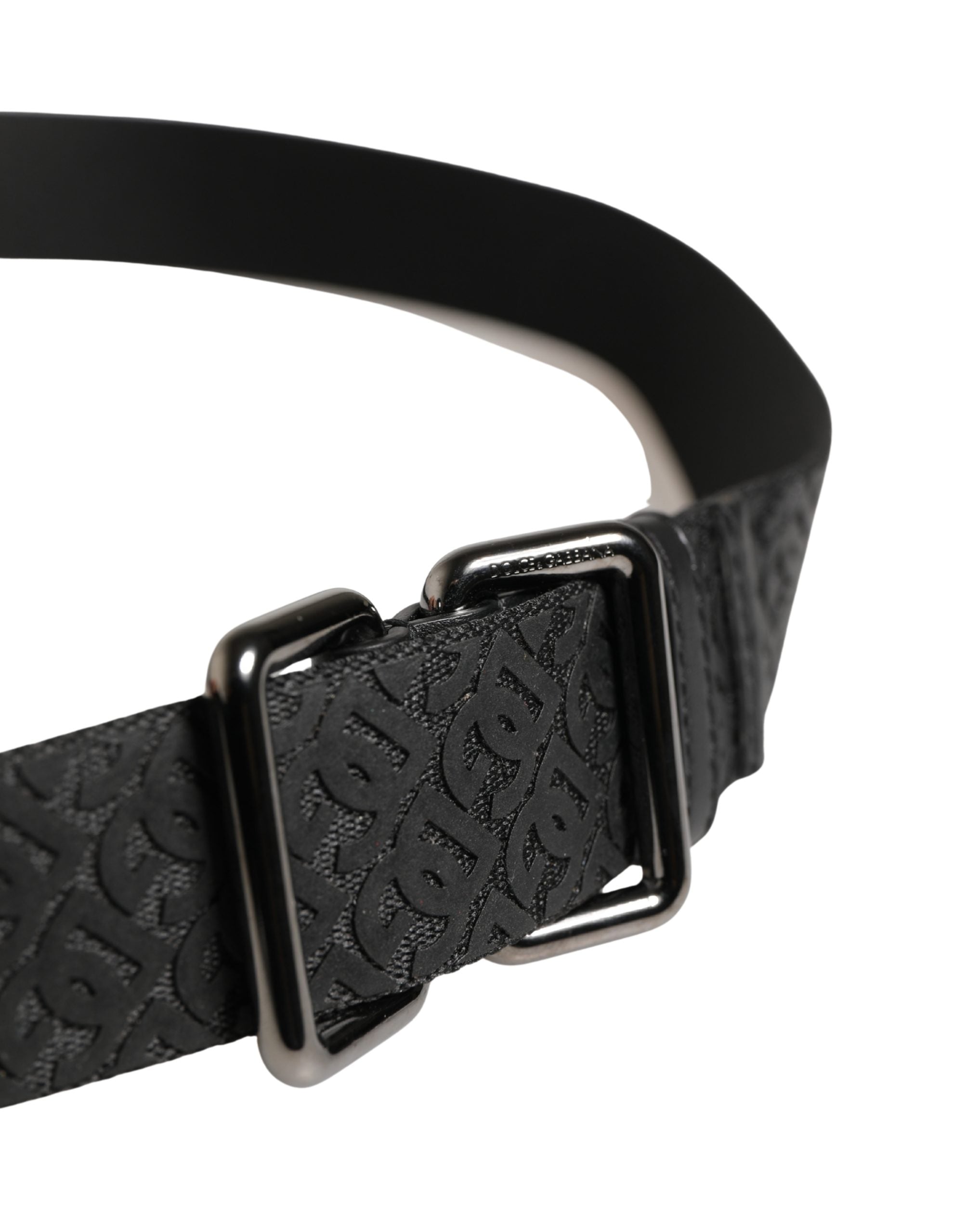 Dolce & Gabbana Herren Gürtel Schwarz DG Logo Polyester Metallschnalle
