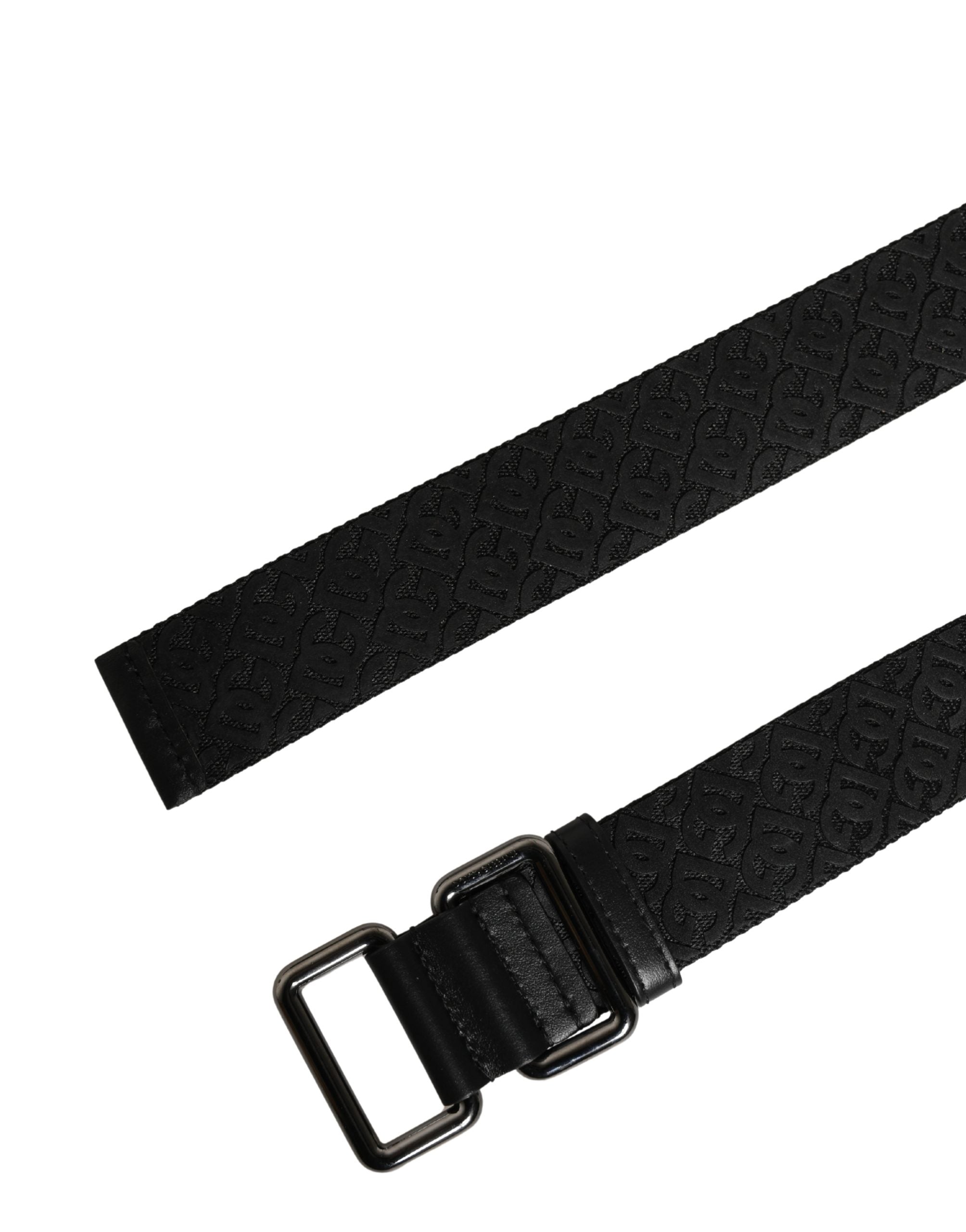 Dolce & Gabbana Herren Gürtel Schwarz DG Logo Polyester Metallschnalle