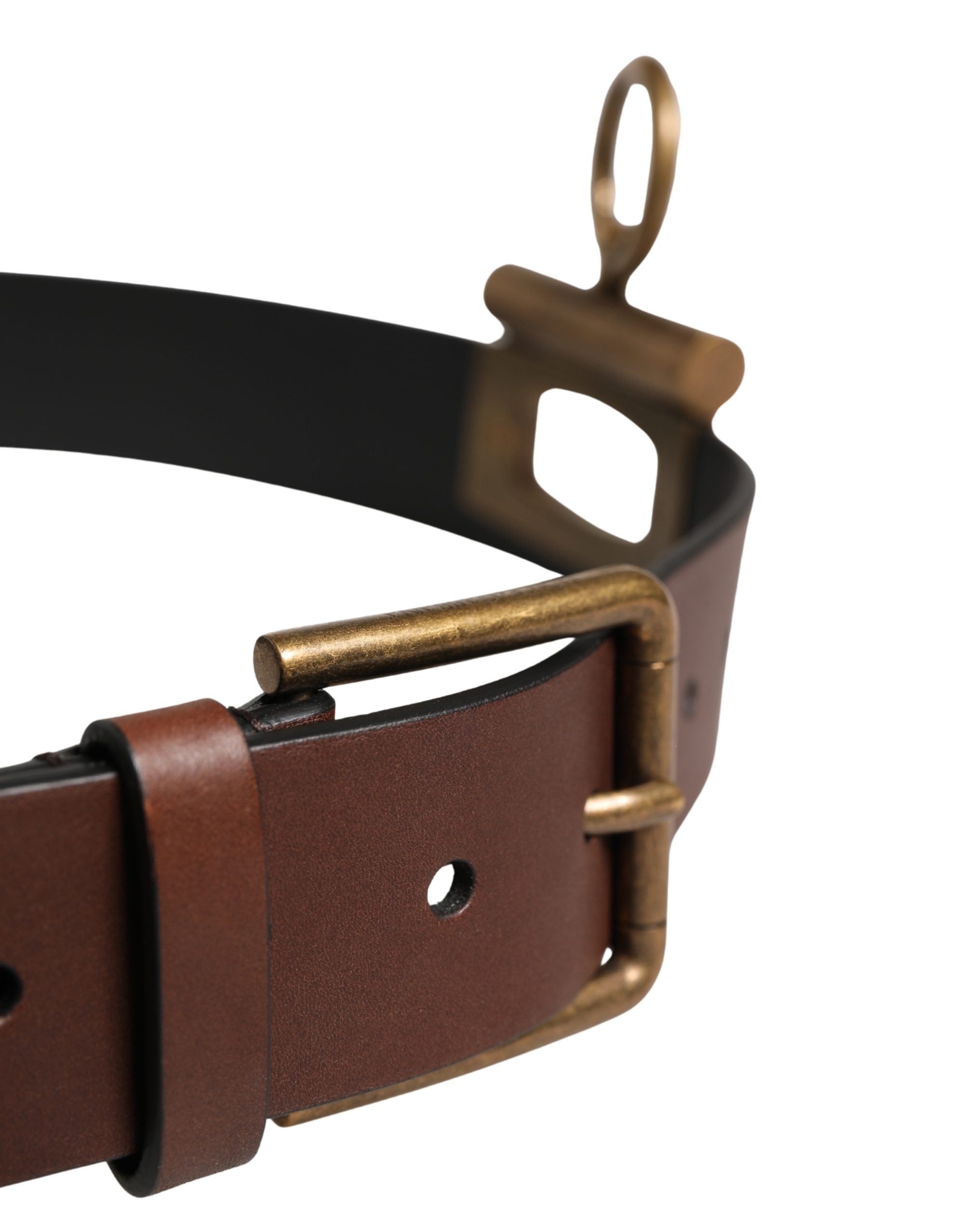 Dolce & Gabbana Herren Gürtel aus braunem Leder mit klassischer Metallschnalle