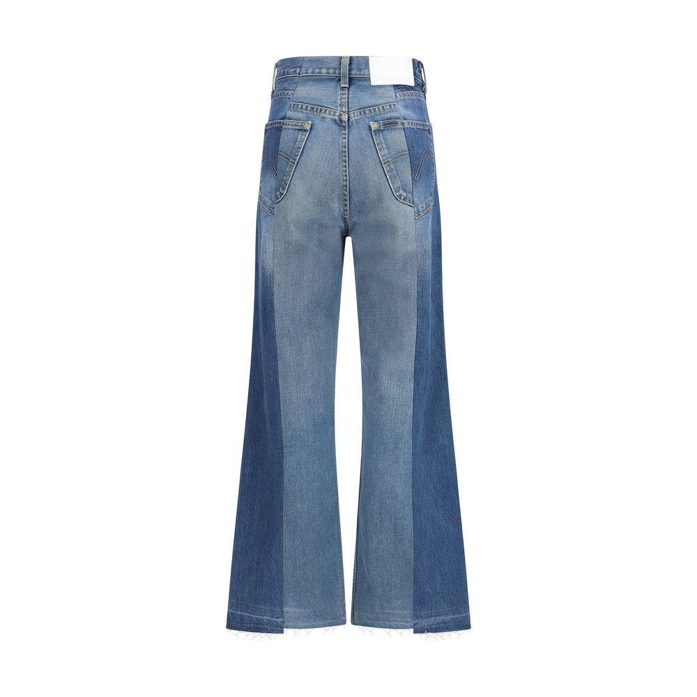 E.L.V. DENIM Blaue Baumwoll-Jeans mit ausgestelltem Bein
