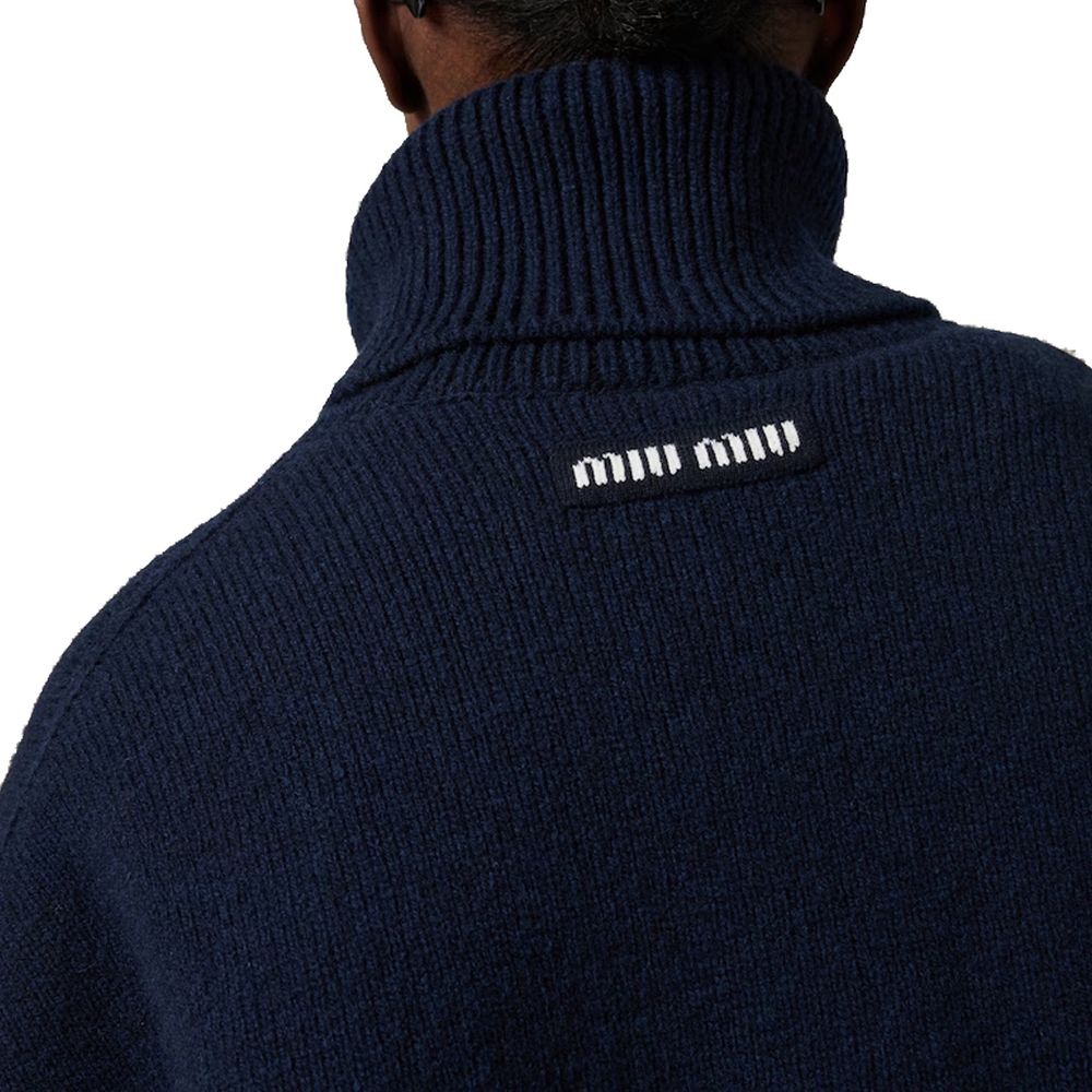 Miu Miu Blauer Kaschmir-Rollkragenpullover