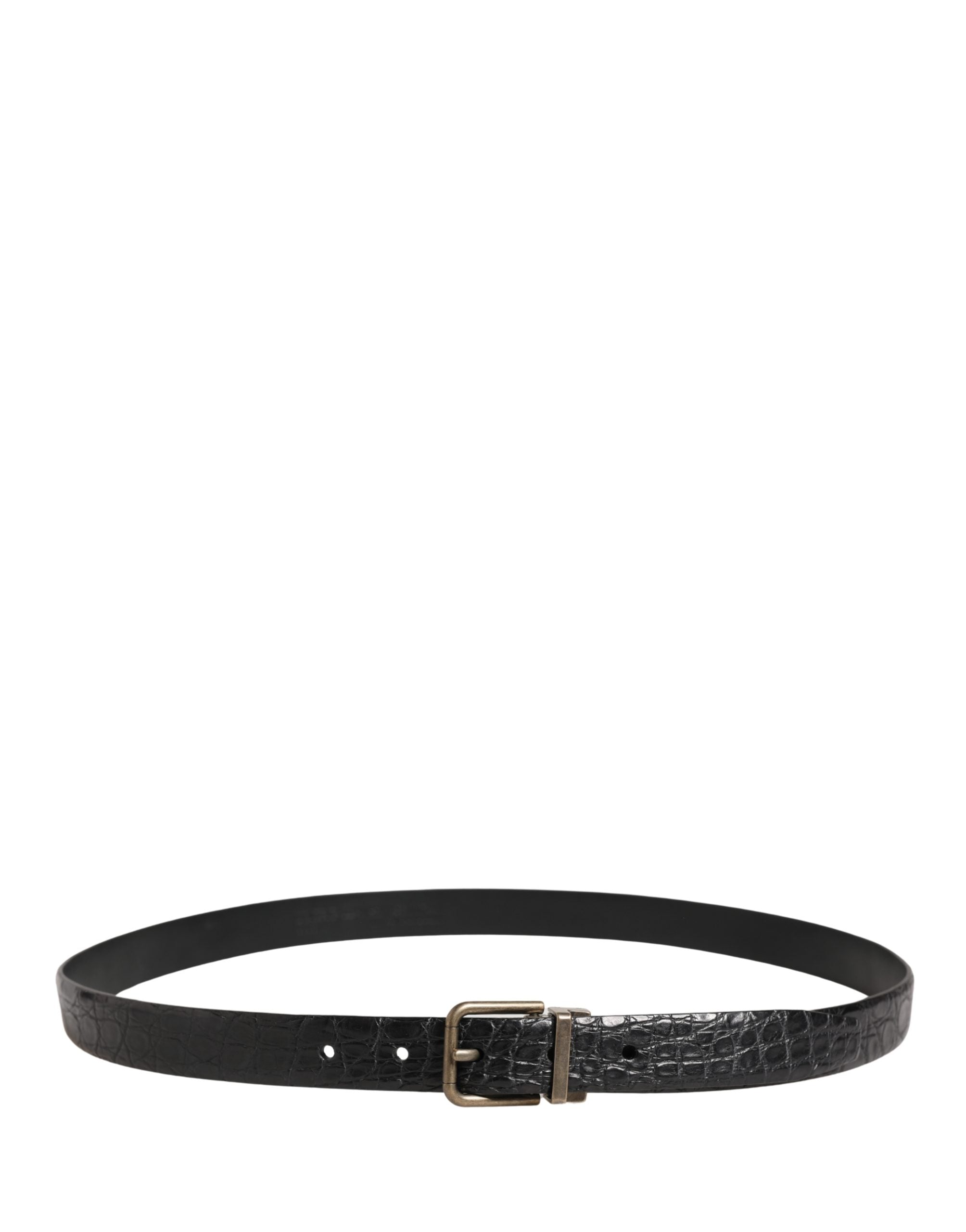 Dolce & Gabbana Herren Gürtel aus schwarzem Exotic-Leder mit Metallschnalle