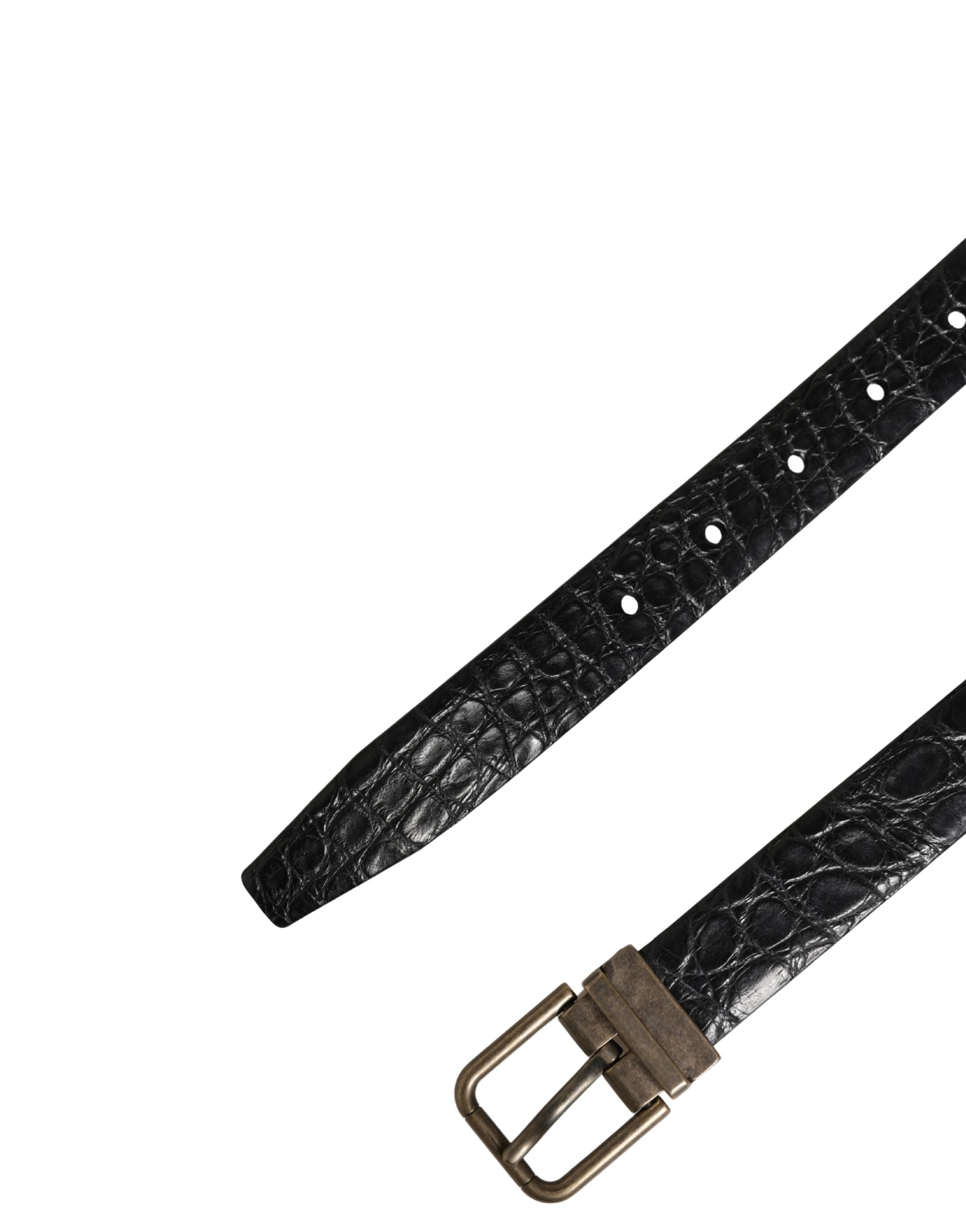 Dolce & Gabbana Herren Gürtel aus schwarzem Exotic-Leder mit Metallschnalle