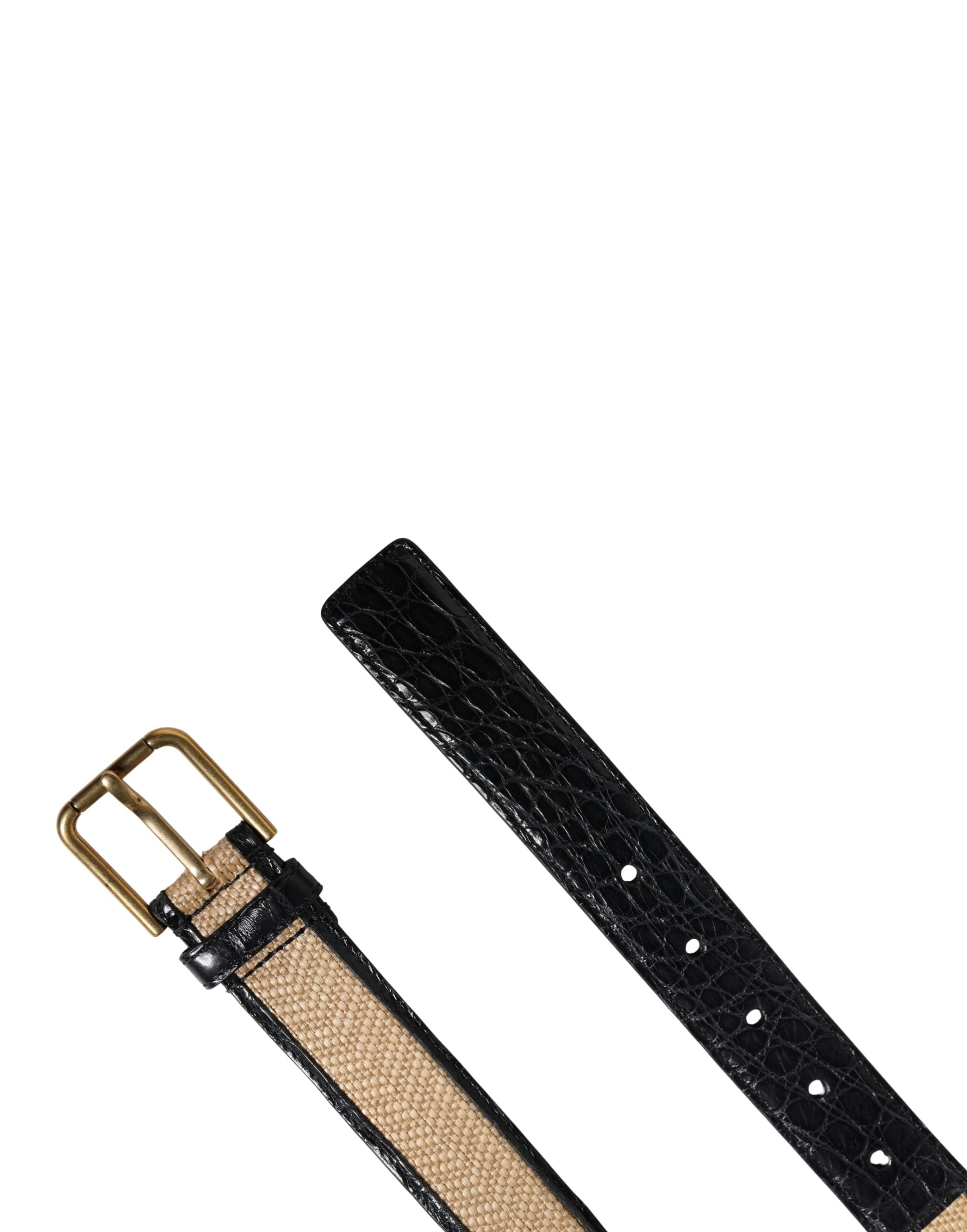 Dolce & Gabbana Herren Gürtel aus geflochtenem Leder in Beige mit Metallschnalle