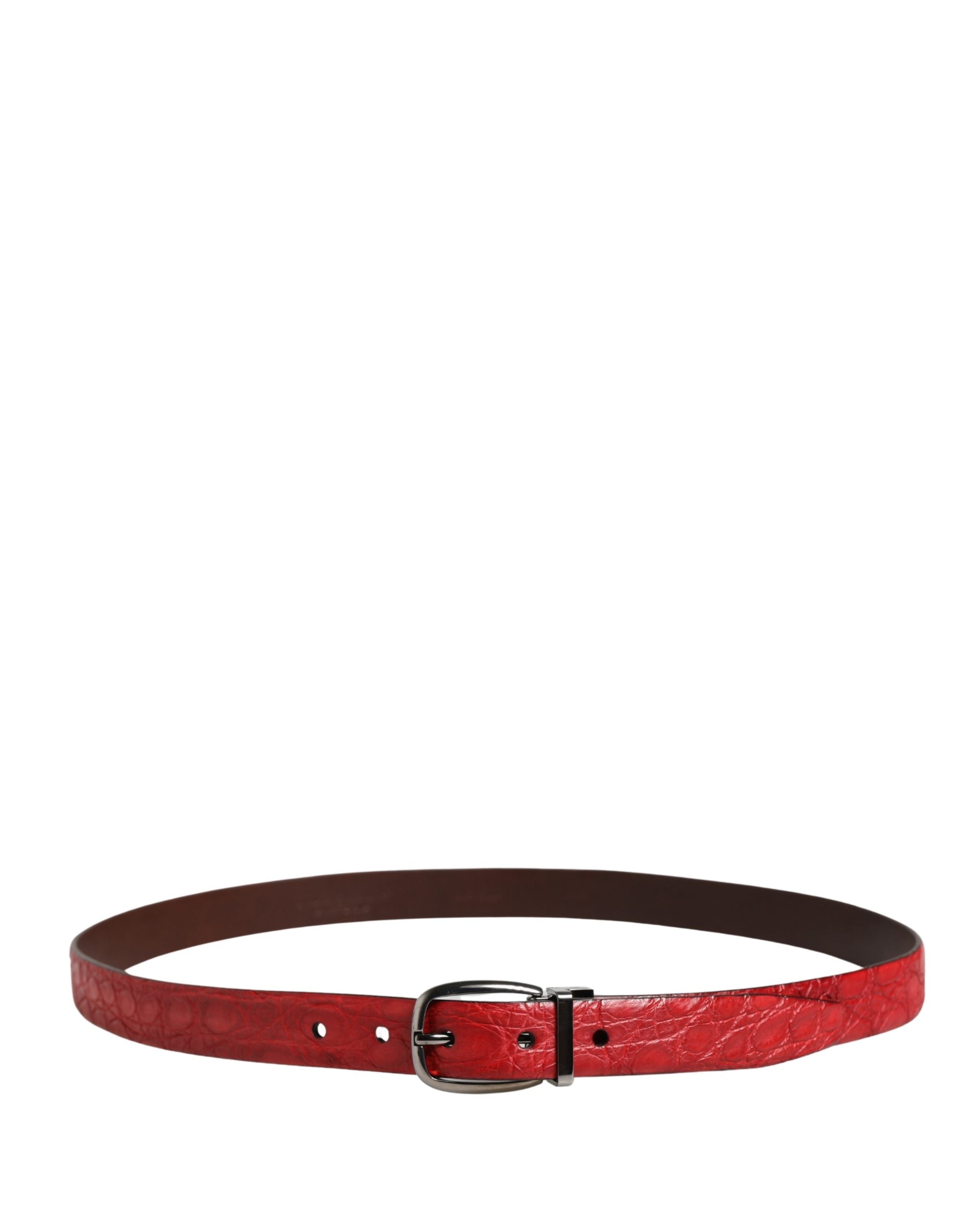 Dolce & Gabbana Herren Gürtel aus rotem Exotic-Leder mit Metallschnalle