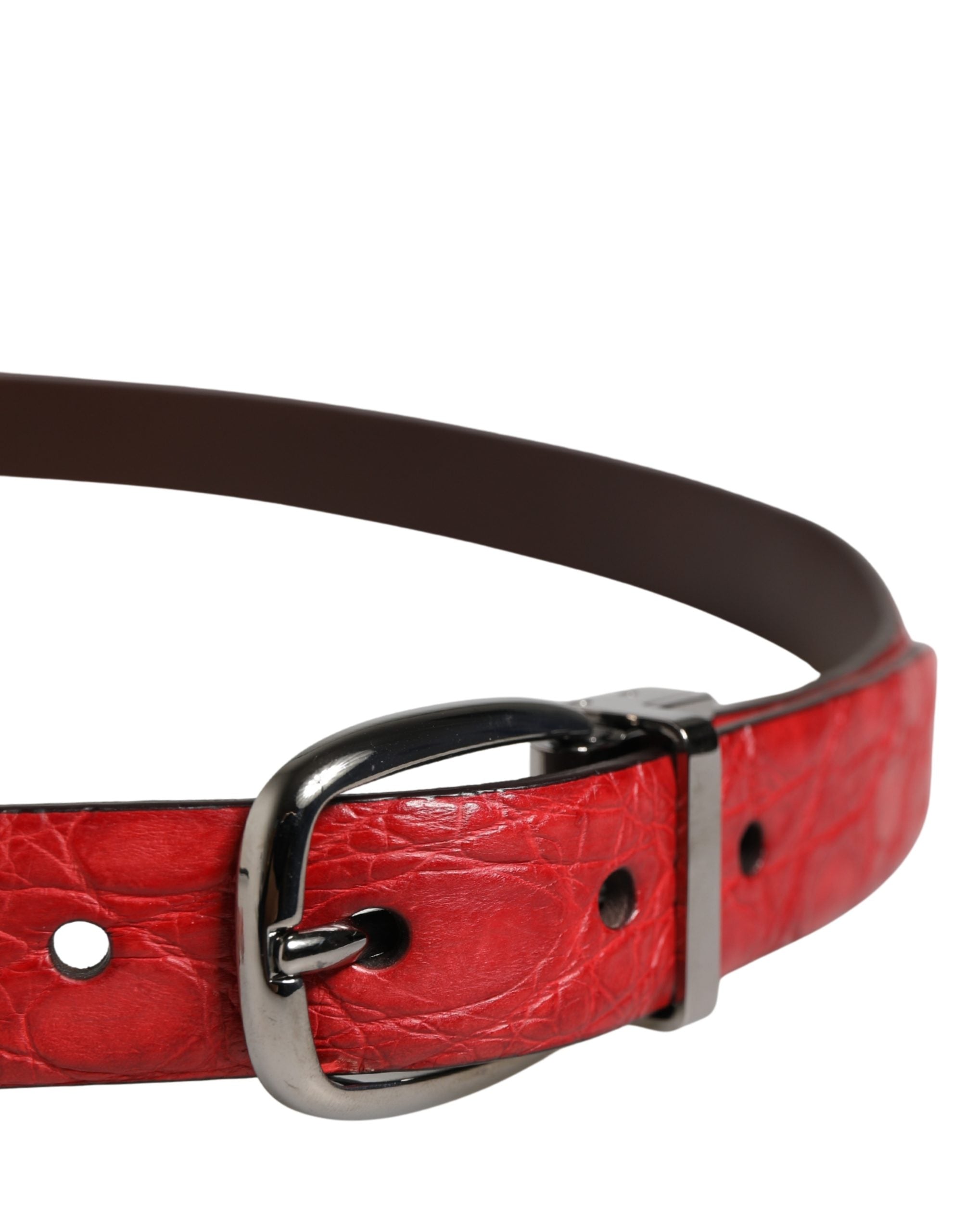 Dolce & Gabbana Herren Gürtel aus rotem Exotic-Leder mit Metallschnalle