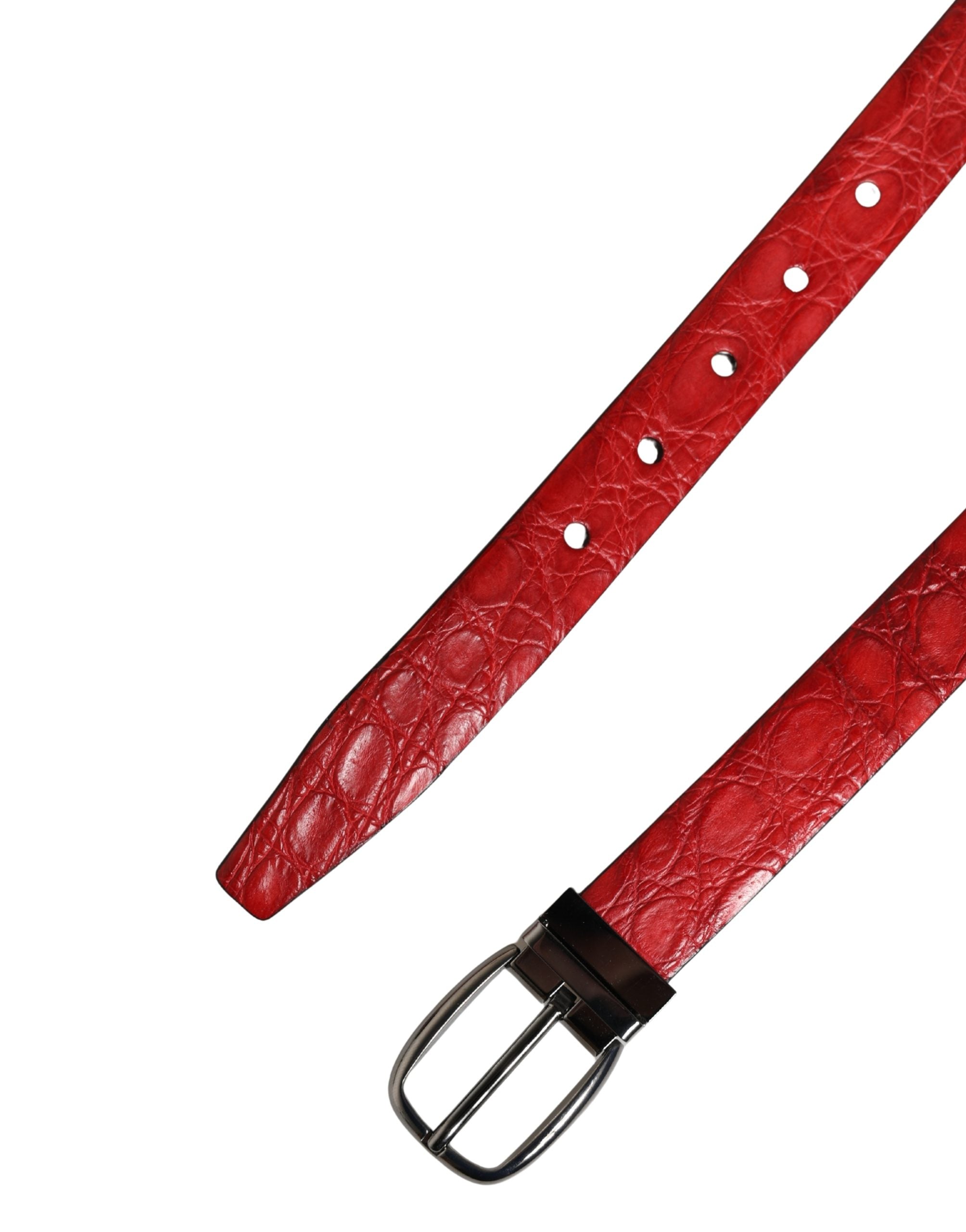 Dolce & Gabbana Herren Gürtel aus rotem Exotic-Leder mit Metallschnalle
