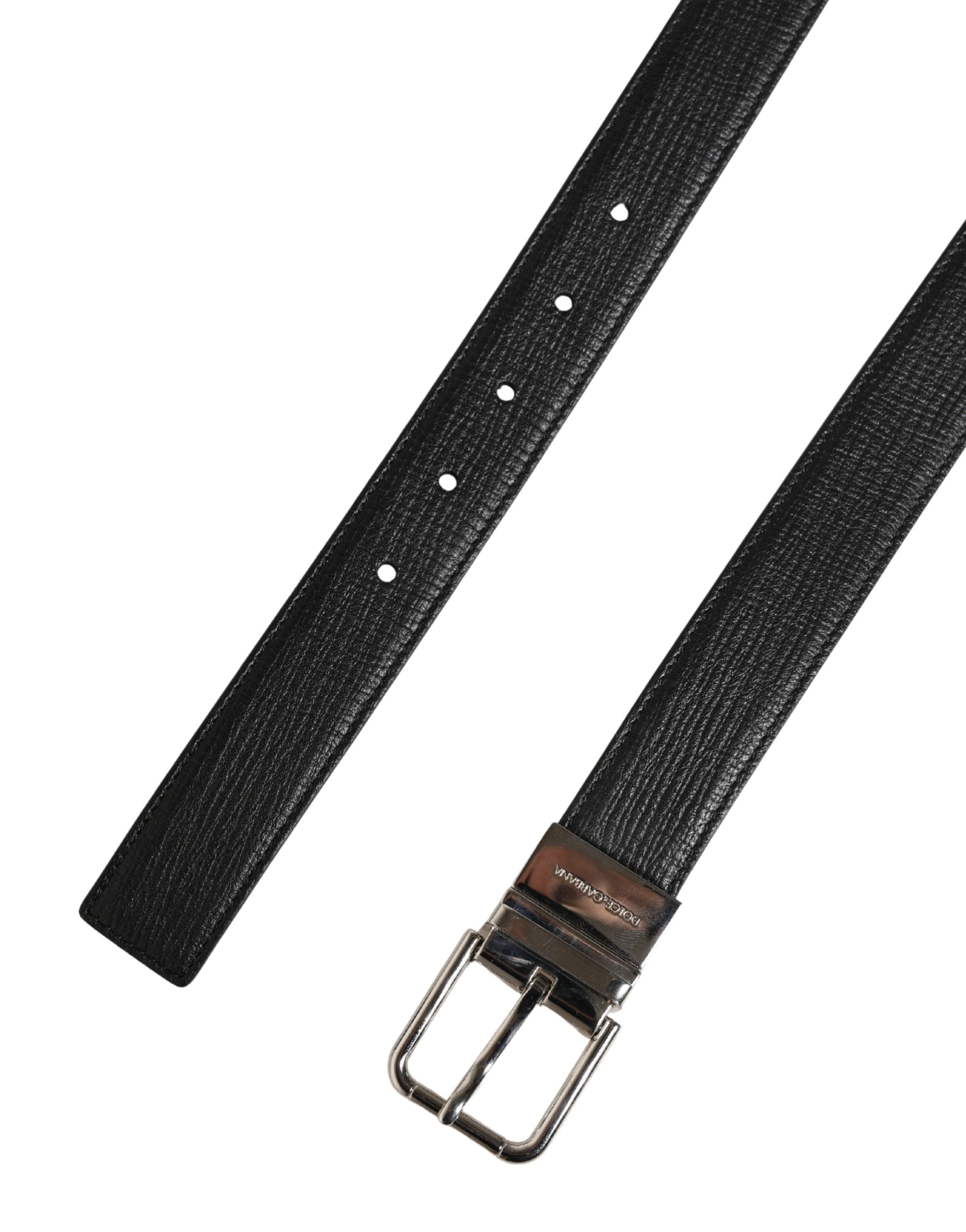 Dolce & Gabbana Herrenschließe Gürtel aus schwarzem Leder