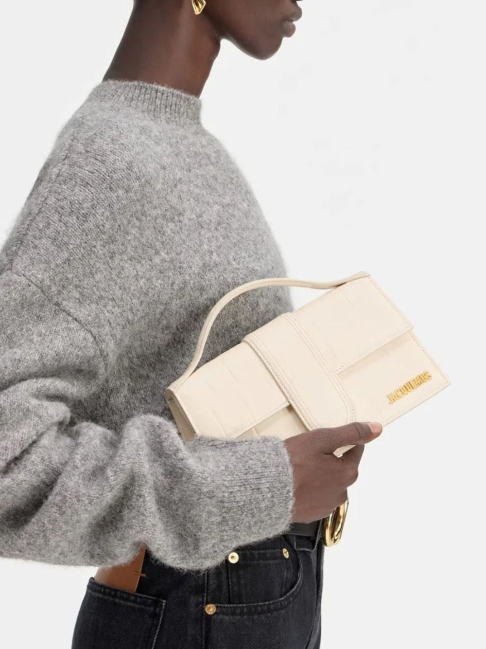 Jacquemus Ivory Cocco Le Grand Bambino Handtasche