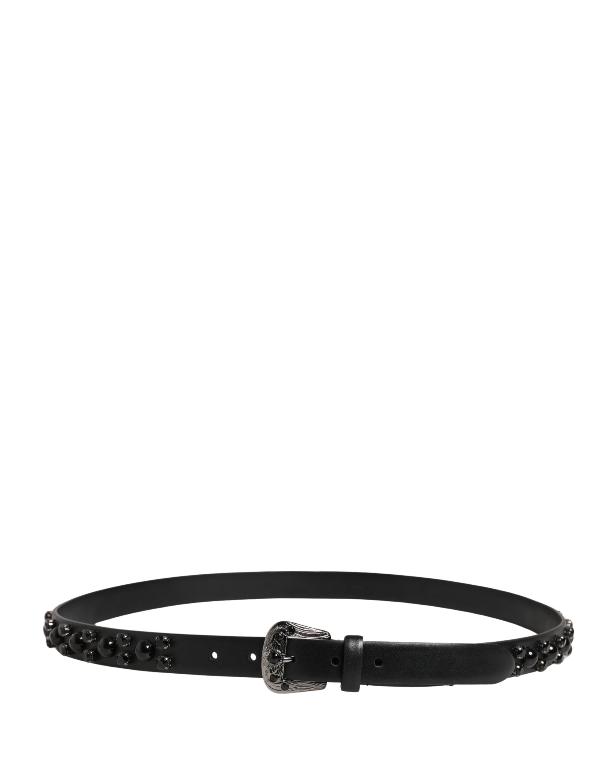 Dolce & Gabbana Herren Gürtel aus schwarzem Kalbsleder mit verzierter Metallschnalle