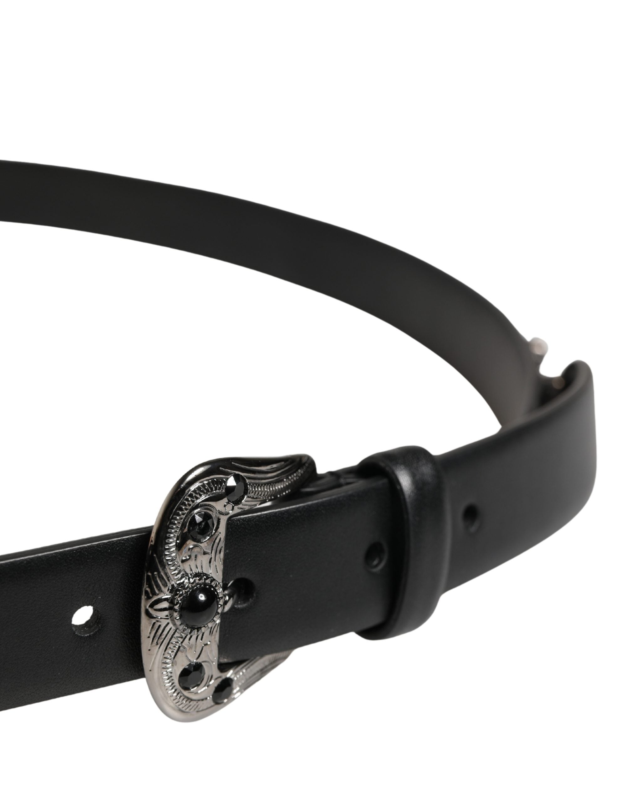 Dolce & Gabbana Herren Gürtel aus schwarzem Kalbsleder mit verzierter Metallschnalle