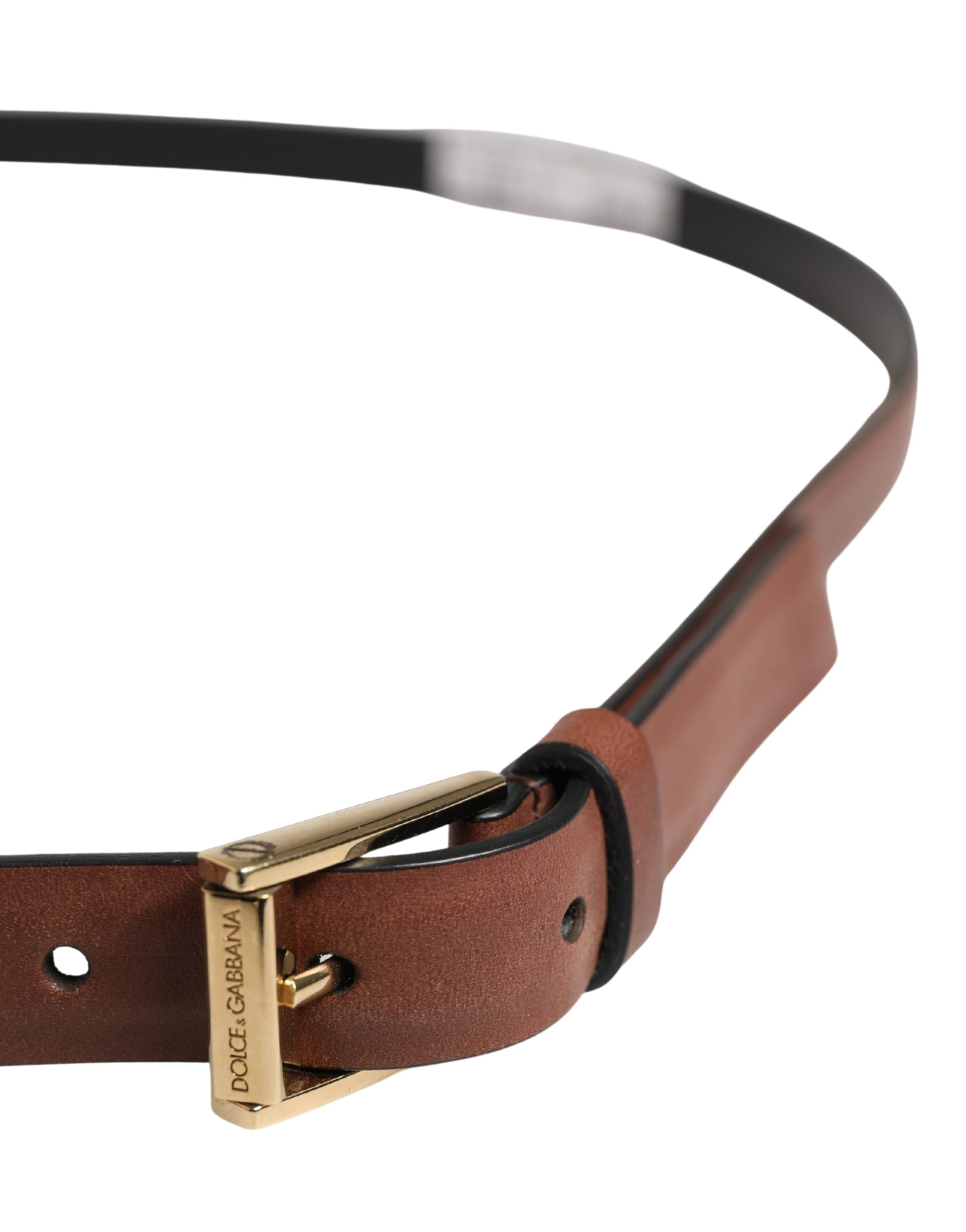 Dolce & Gabbana Herren-Gürtel aus braunem Leder mit klassischer Metallschnalle