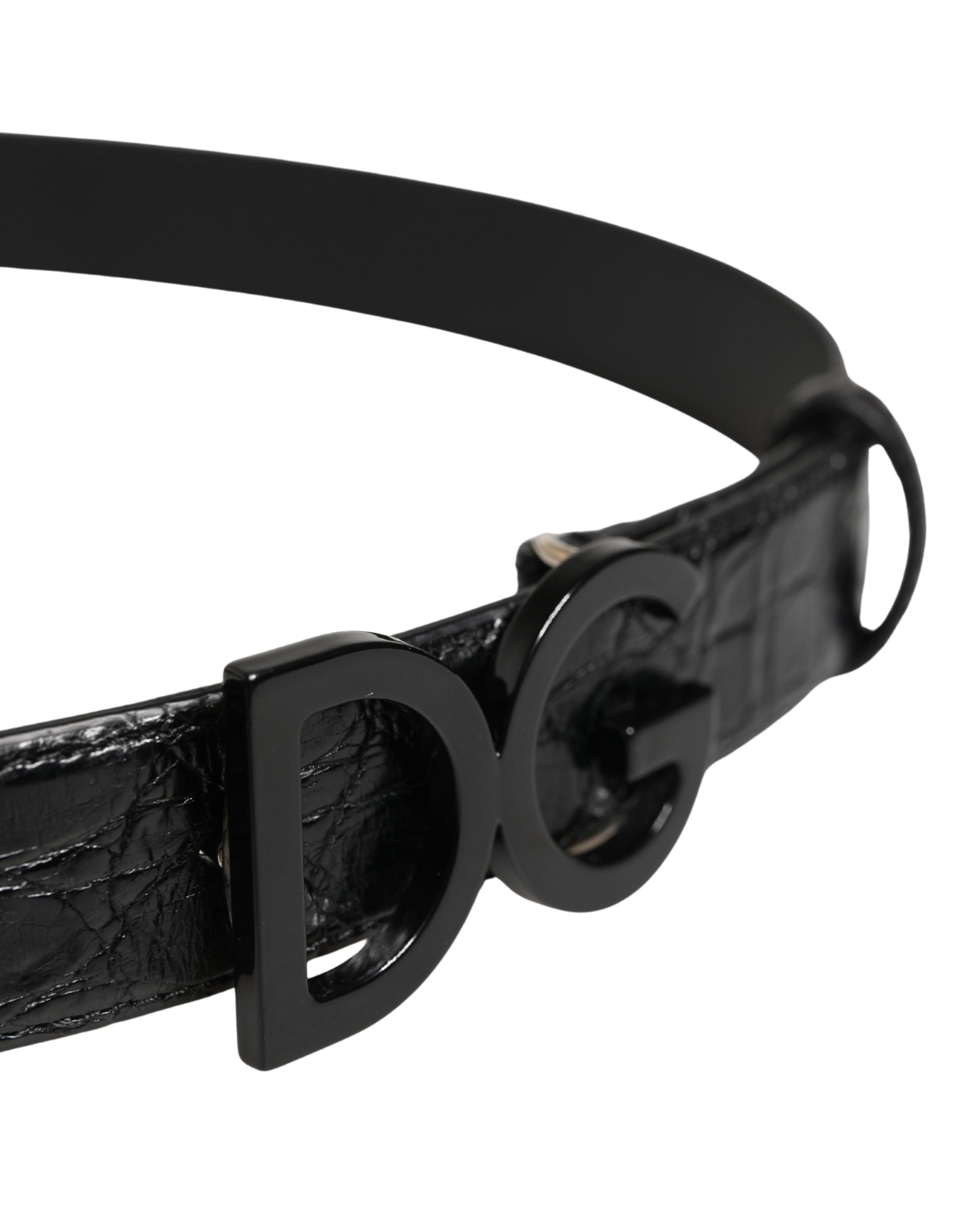 Dolce & Gabbana Herren Gürtel aus schwarzem exotischem Leder mit Logo-Schnalle